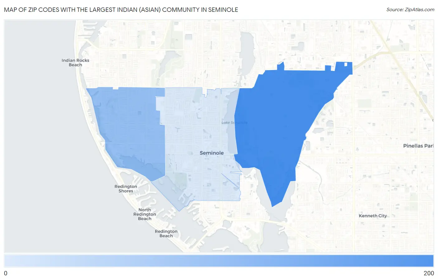 Zip Codes with the Largest Indian (Asian) Community in Seminole Map