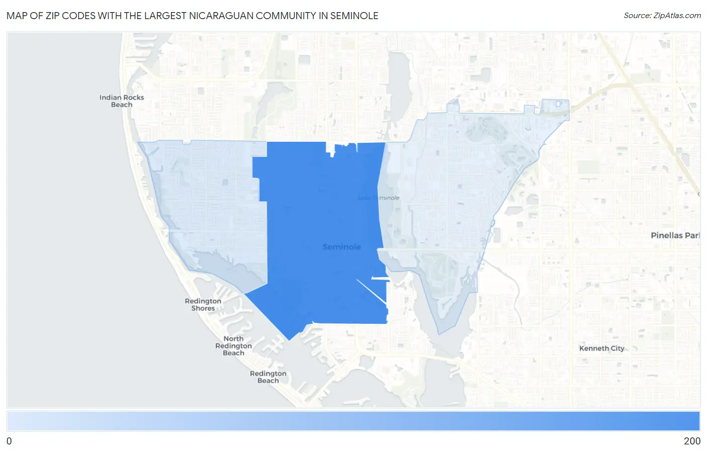 Zip Codes with the Largest Nicaraguan Community in Seminole Map