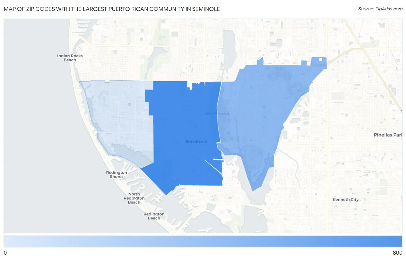 Zip Codes with the Largest Puerto Rican Community in Seminole Map