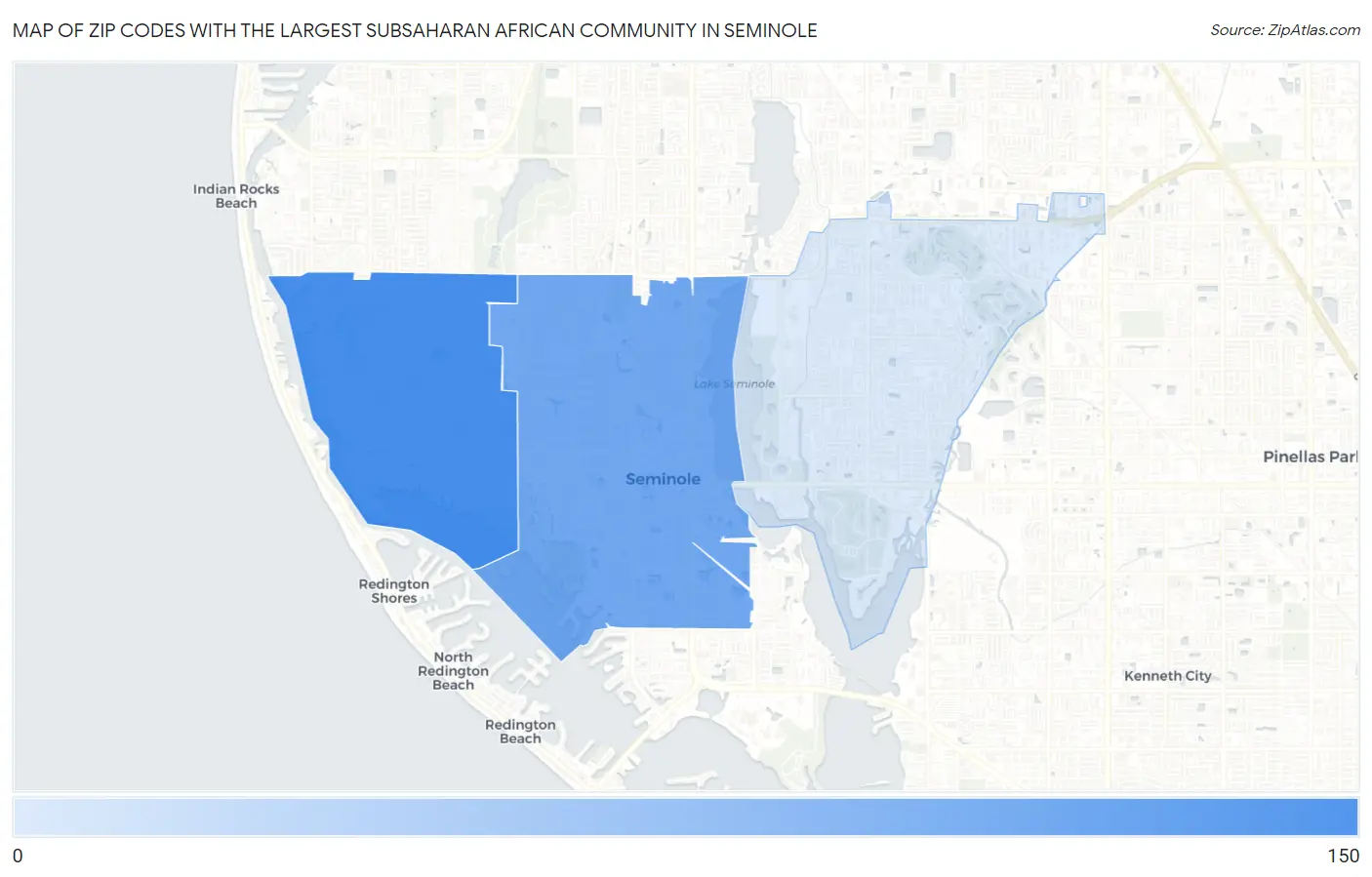 Zip Codes with the Largest Subsaharan African Community in Seminole Map