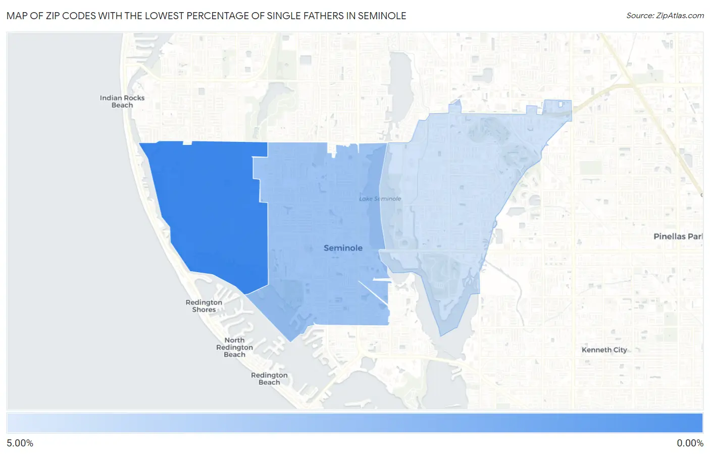 Zip Codes with the Lowest Percentage of Single Fathers in Seminole Map