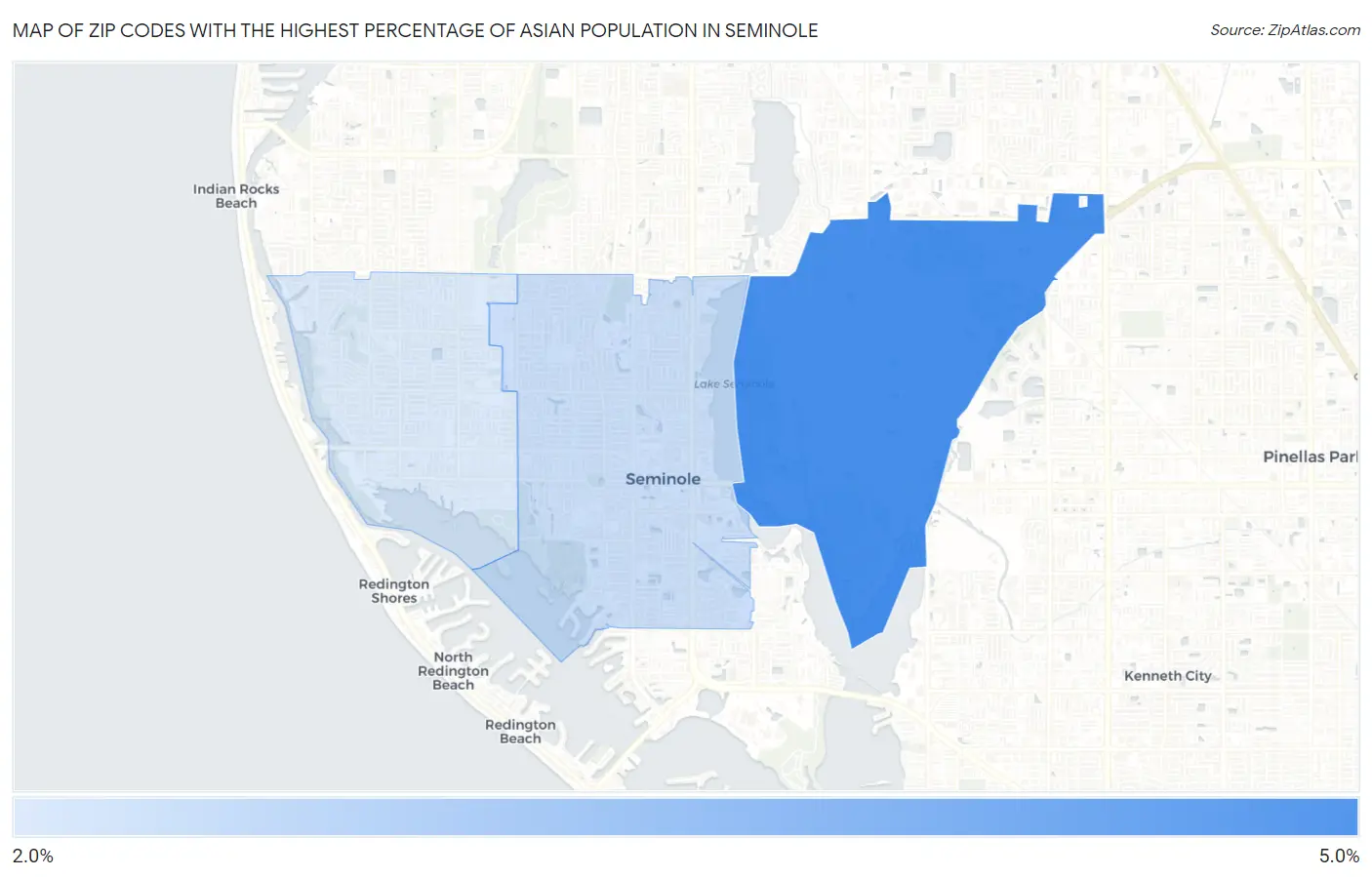 Zip Codes with the Highest Percentage of Asian Population in Seminole Map