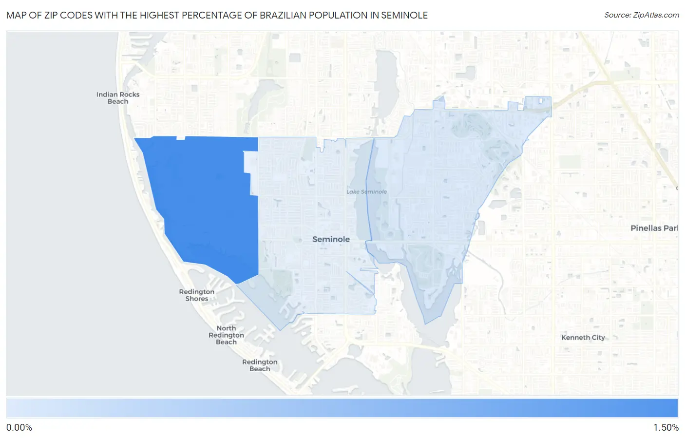 Zip Codes with the Highest Percentage of Brazilian Population in Seminole Map
