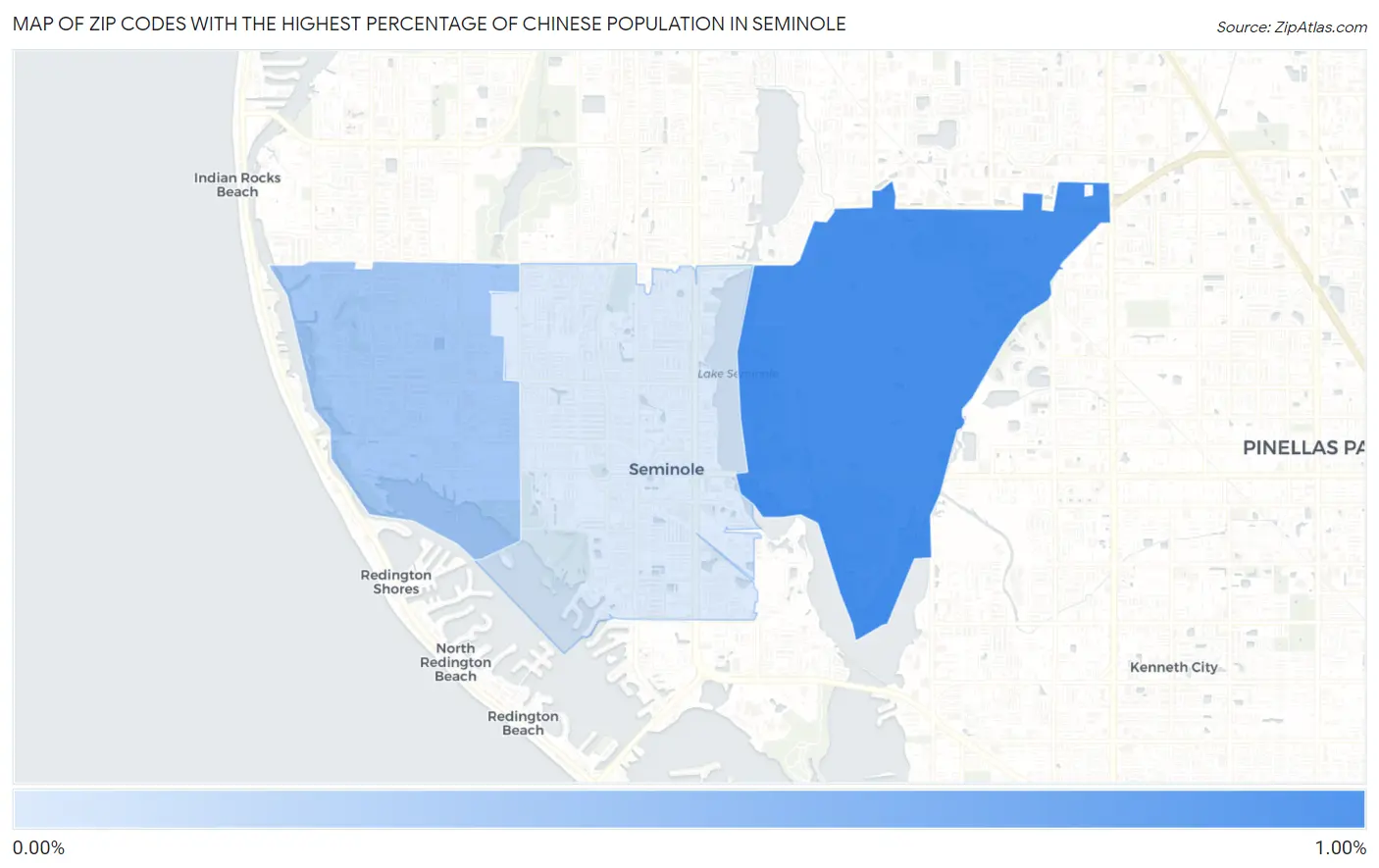 Zip Codes with the Highest Percentage of Chinese Population in Seminole Map