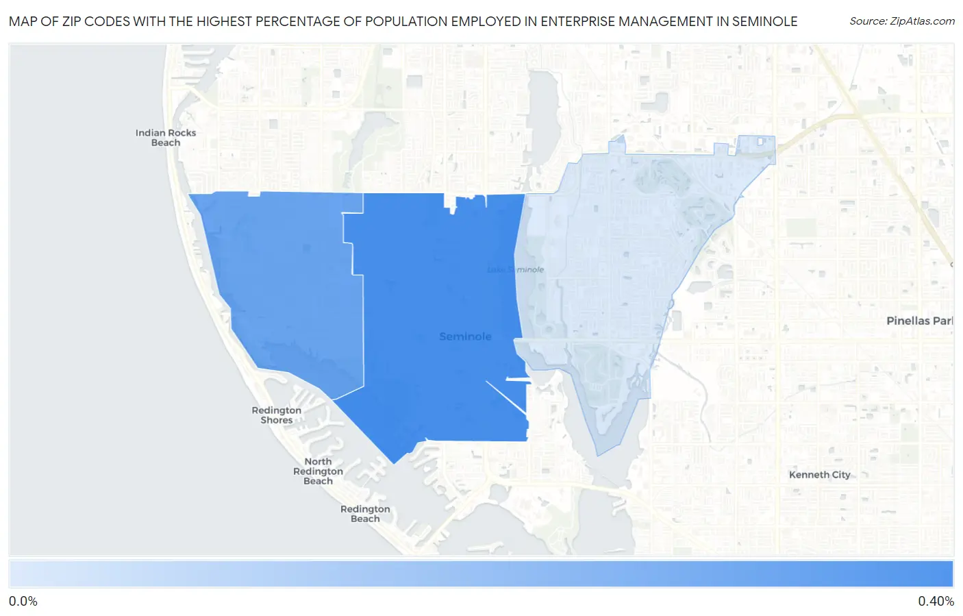 Zip Codes with the Highest Percentage of Population Employed in Enterprise Management in Seminole Map