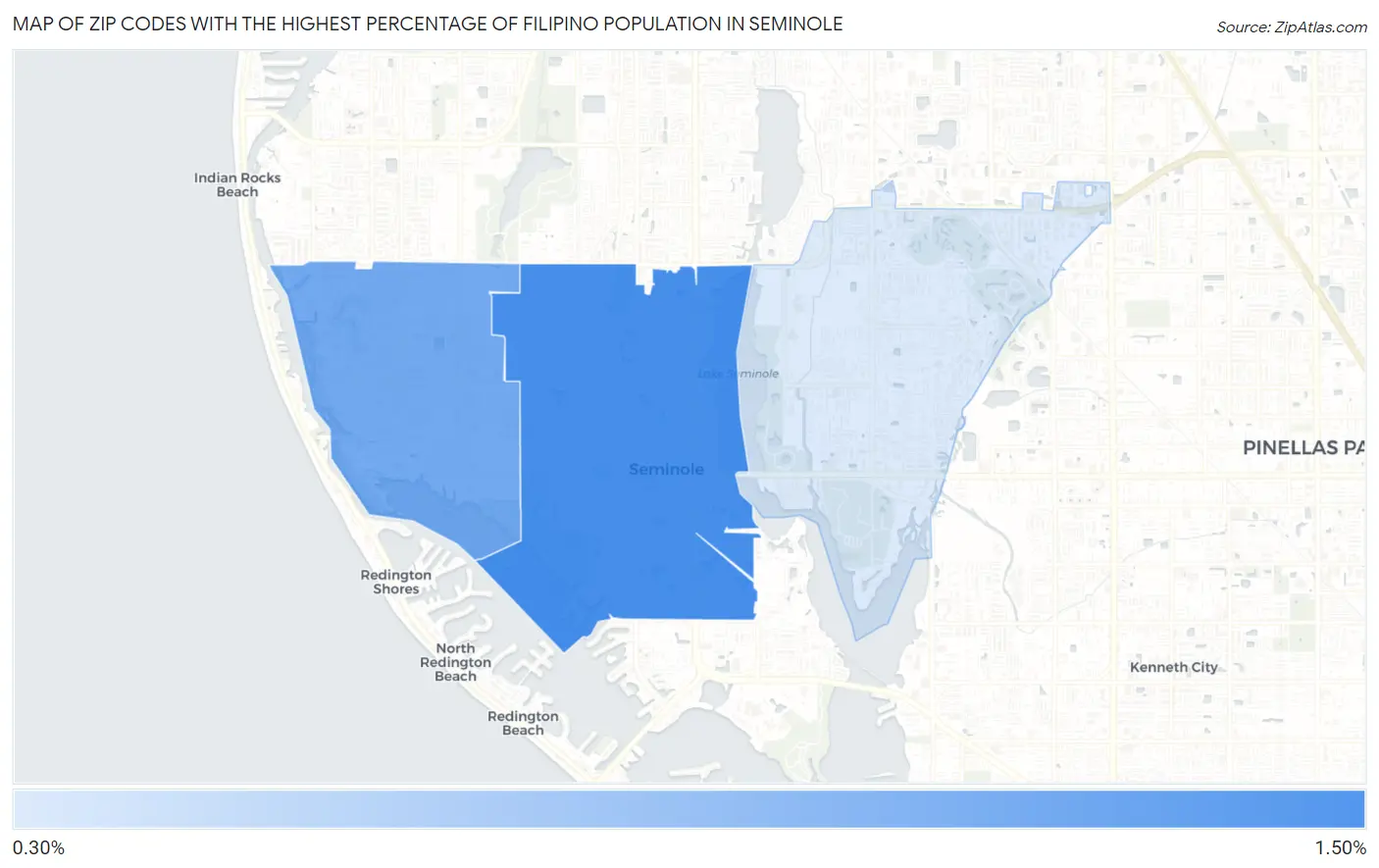 Zip Codes with the Highest Percentage of Filipino Population in Seminole Map