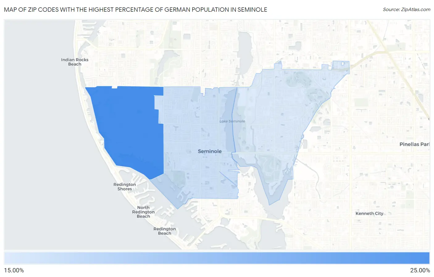 Zip Codes with the Highest Percentage of German Population in Seminole Map