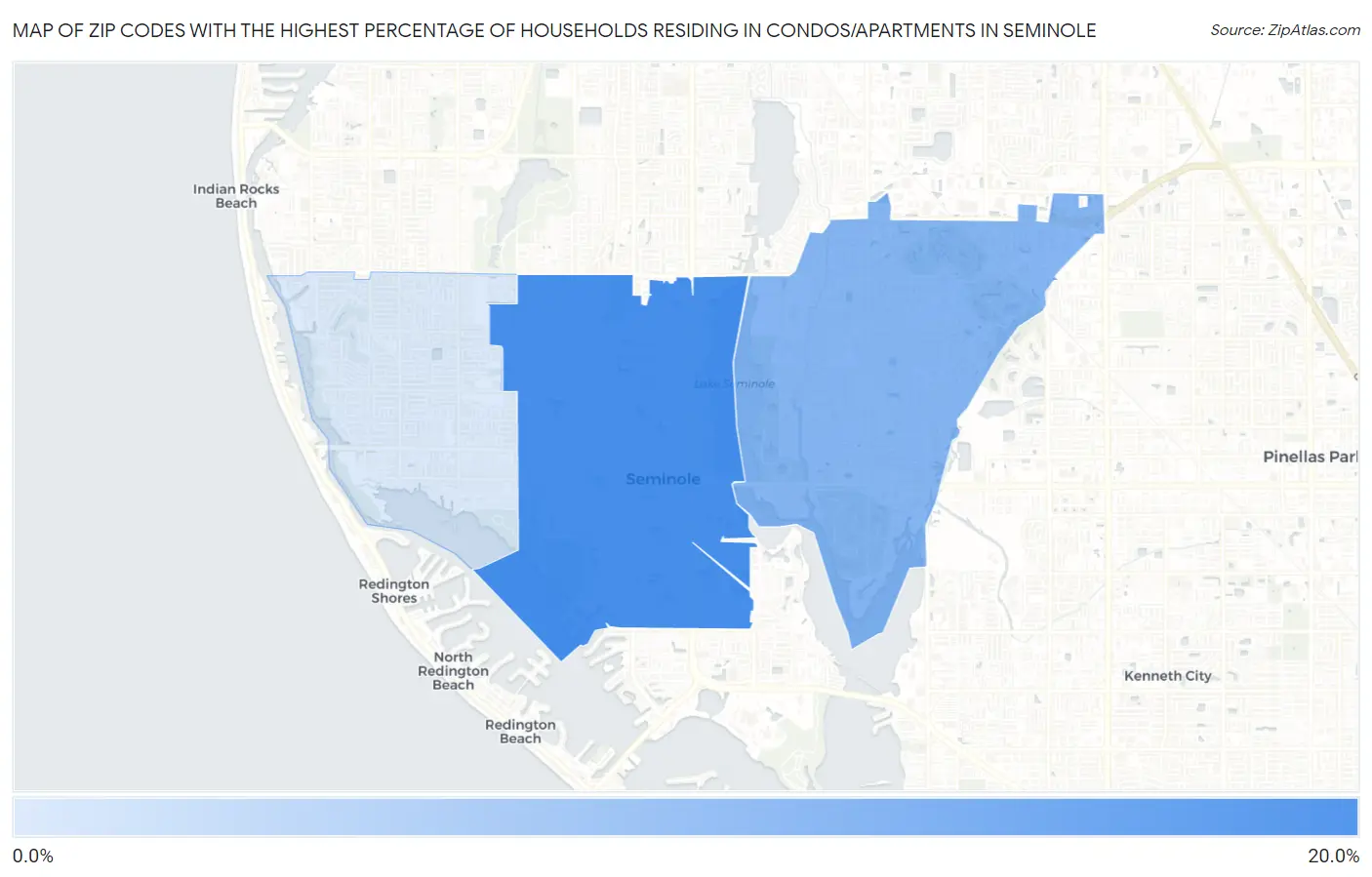 Zip Codes with the Highest Percentage of Households Residing in Condos/Apartments in Seminole Map