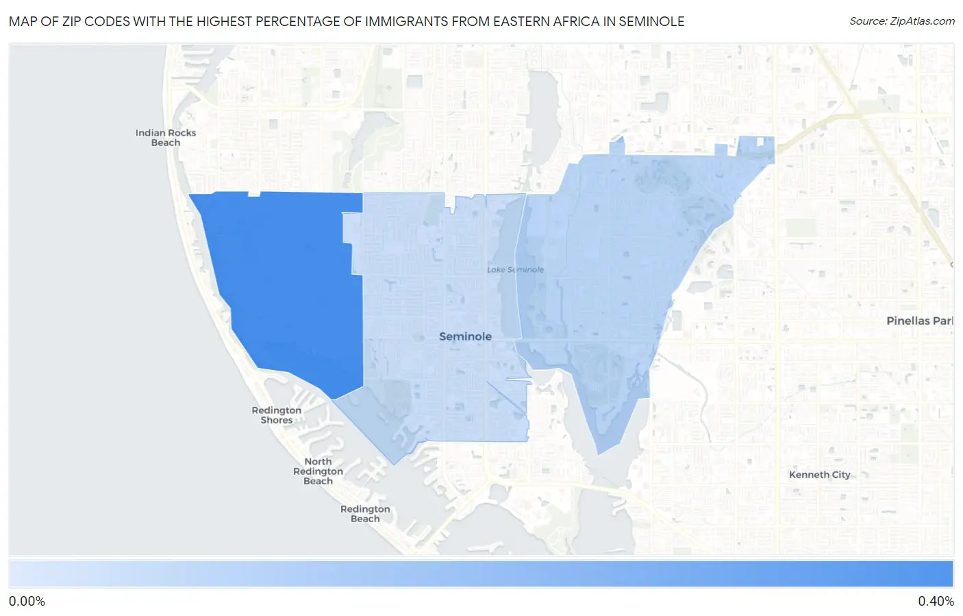 Zip Codes with the Highest Percentage of Immigrants from Eastern Africa in Seminole Map