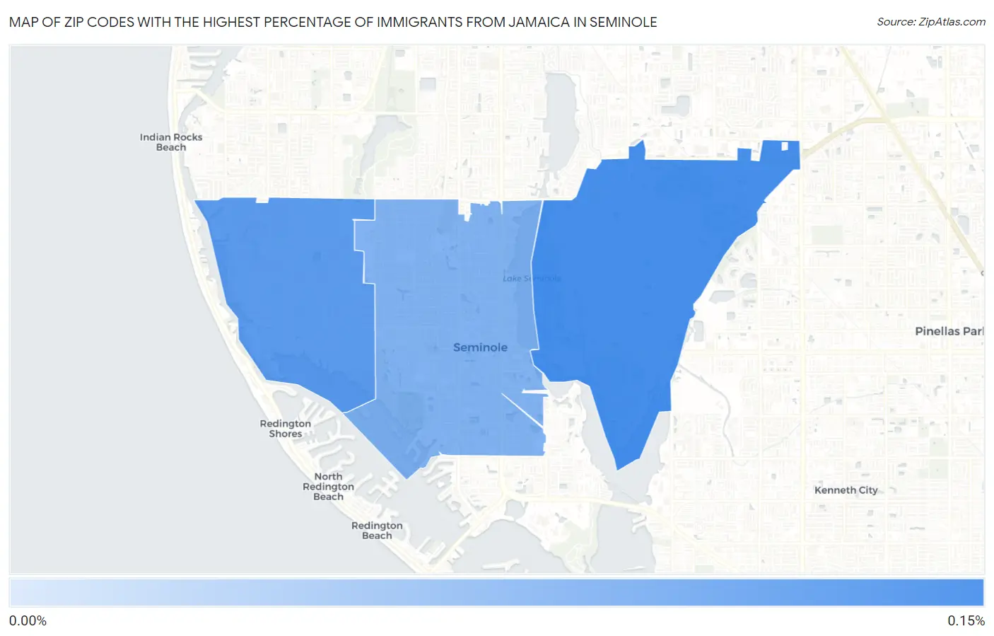 Zip Codes with the Highest Percentage of Immigrants from Jamaica in Seminole Map