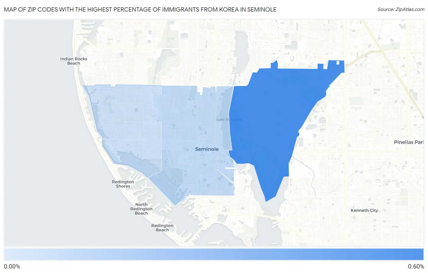 Zip Codes with the Highest Percentage of Immigrants from Korea in Seminole Map