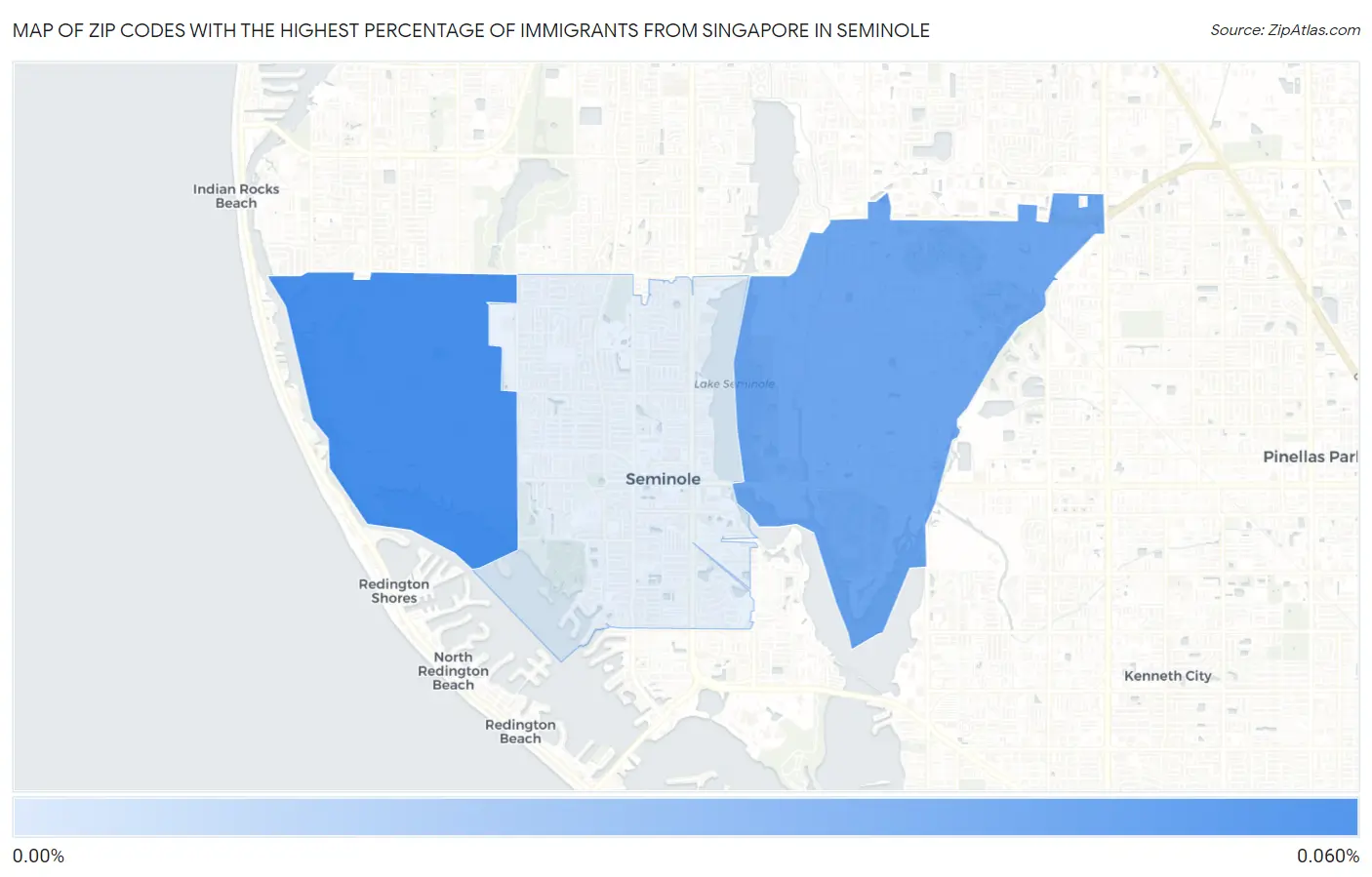 Zip Codes with the Highest Percentage of Immigrants from Singapore in Seminole Map