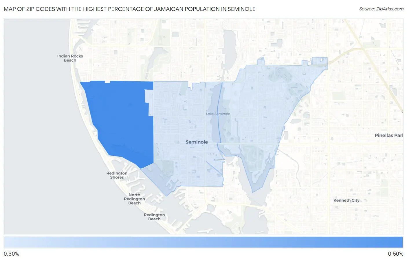 Zip Codes with the Highest Percentage of Jamaican Population in Seminole Map