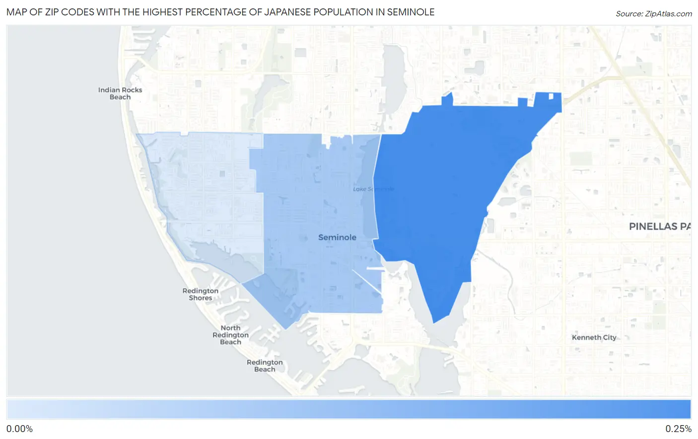 Zip Codes with the Highest Percentage of Japanese Population in Seminole Map