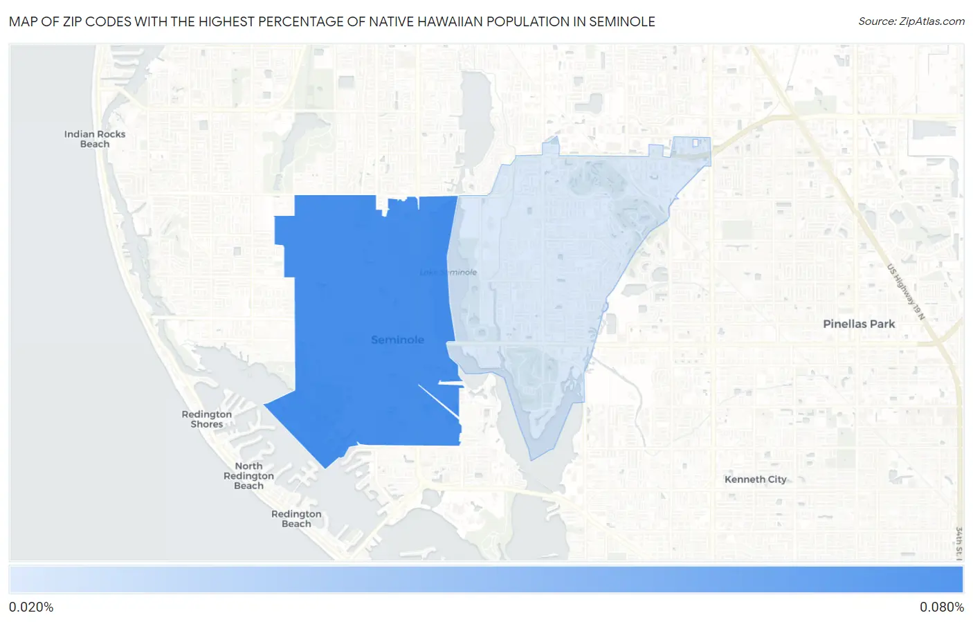 Zip Codes with the Highest Percentage of Native Hawaiian Population in Seminole Map