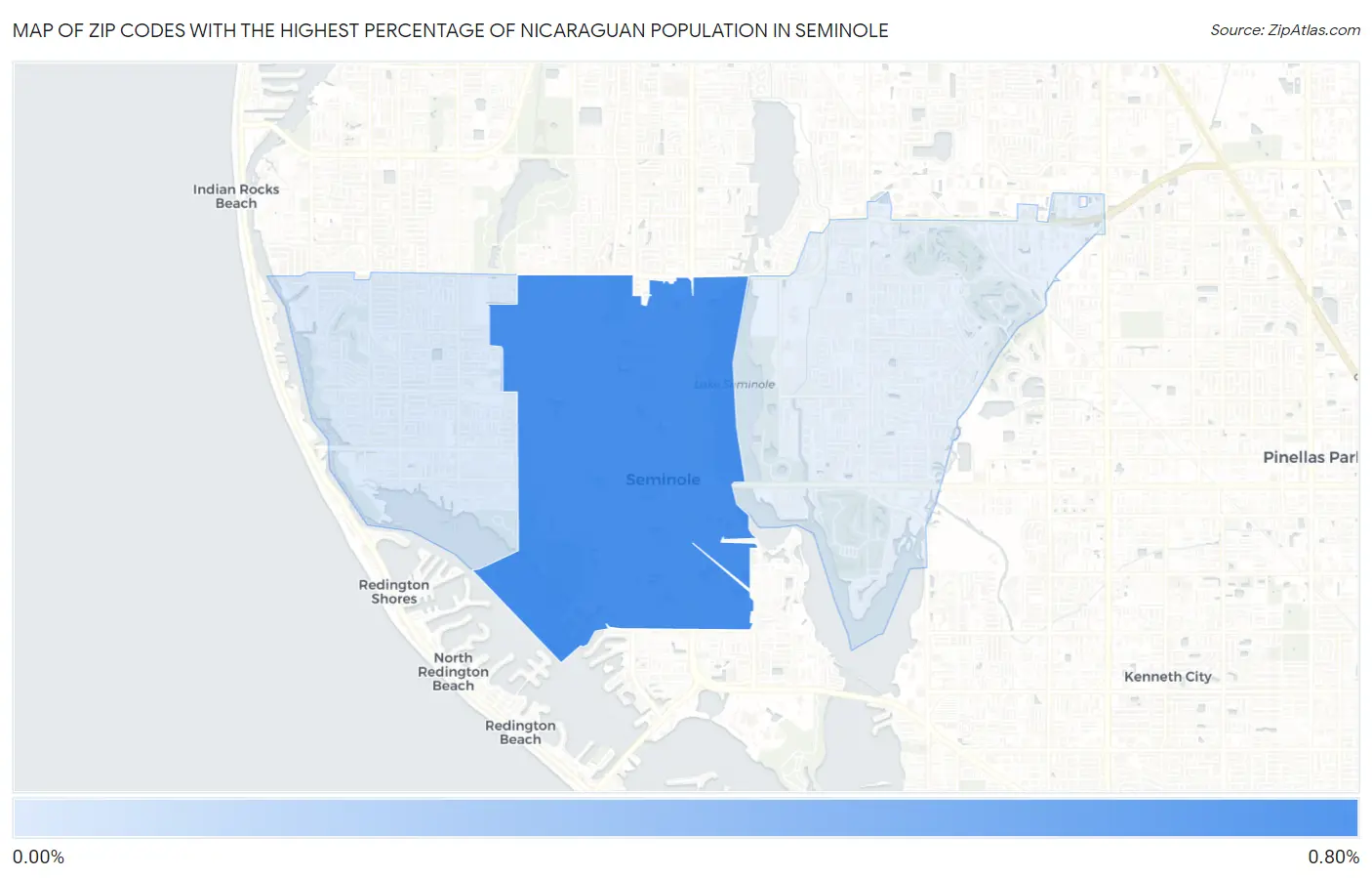 Zip Codes with the Highest Percentage of Nicaraguan Population in Seminole Map