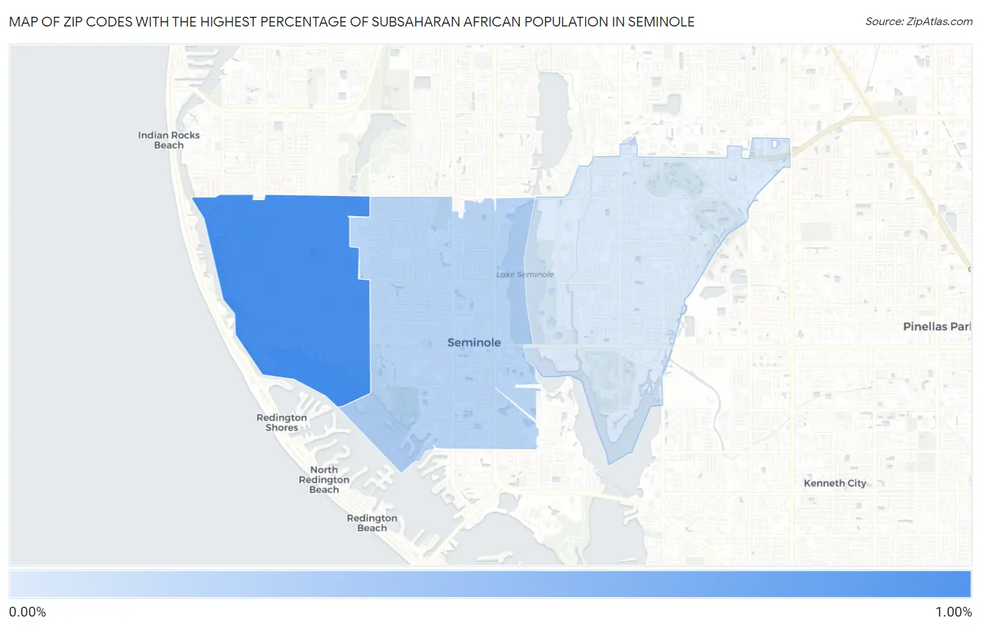 Zip Codes with the Highest Percentage of Subsaharan African Population in Seminole Map