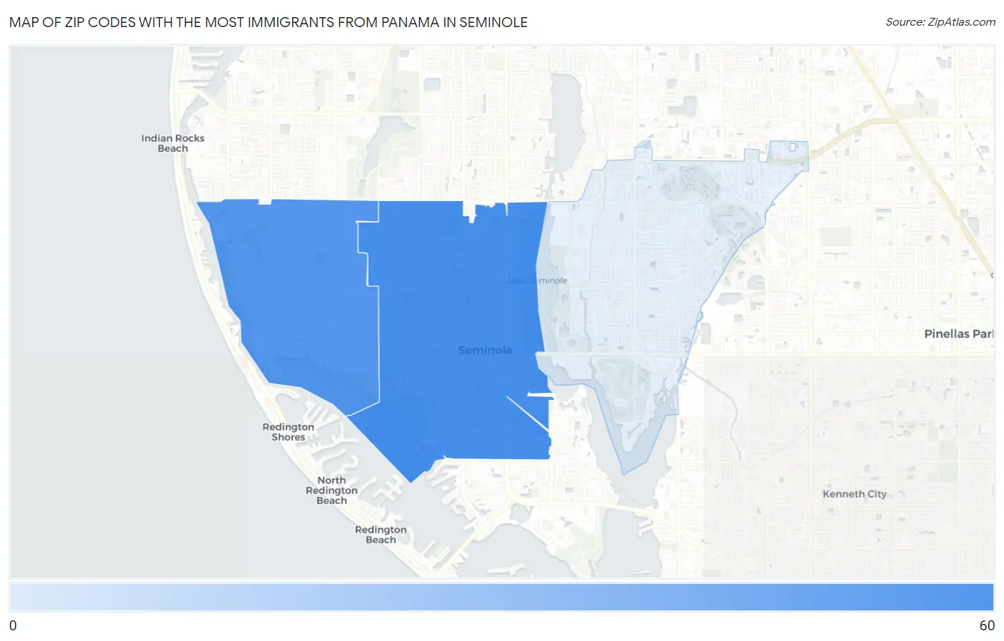 Zip Codes with the Most Immigrants from Panama in Seminole Map