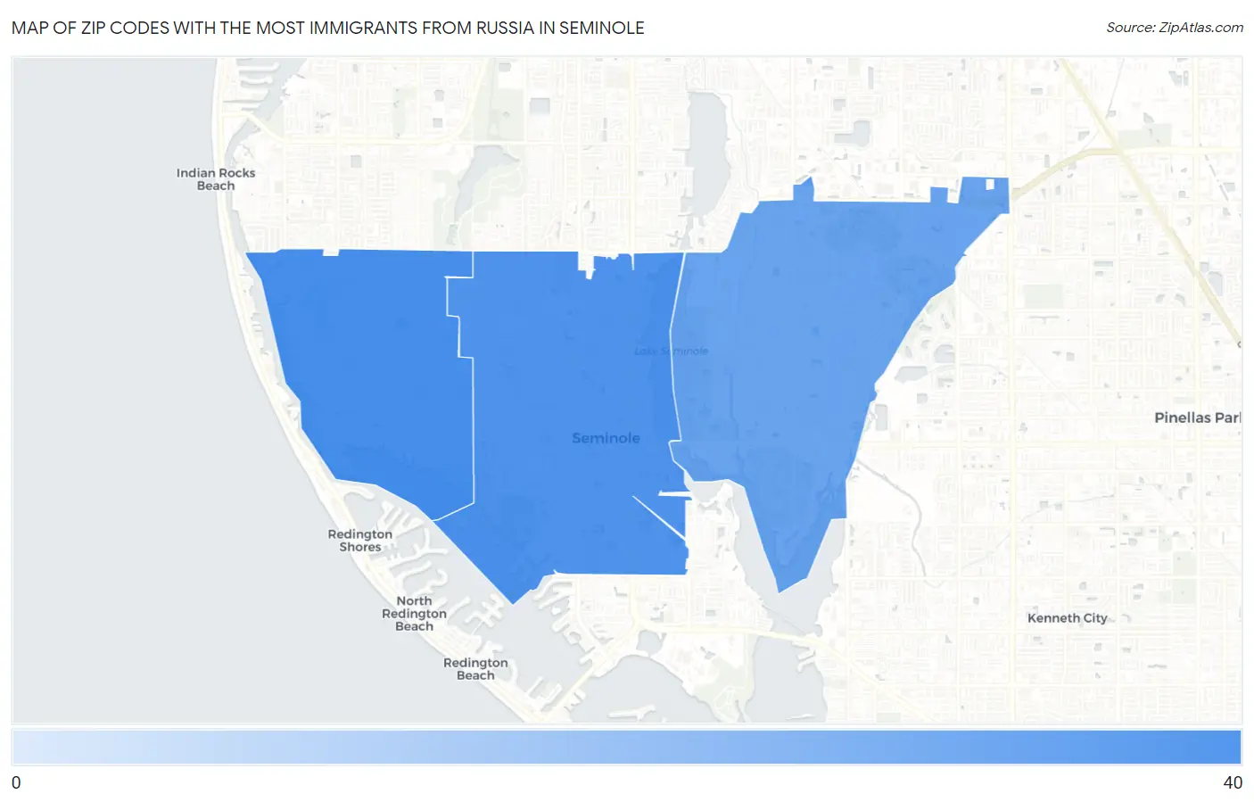 Zip Codes with the Most Immigrants from Russia in Seminole Map