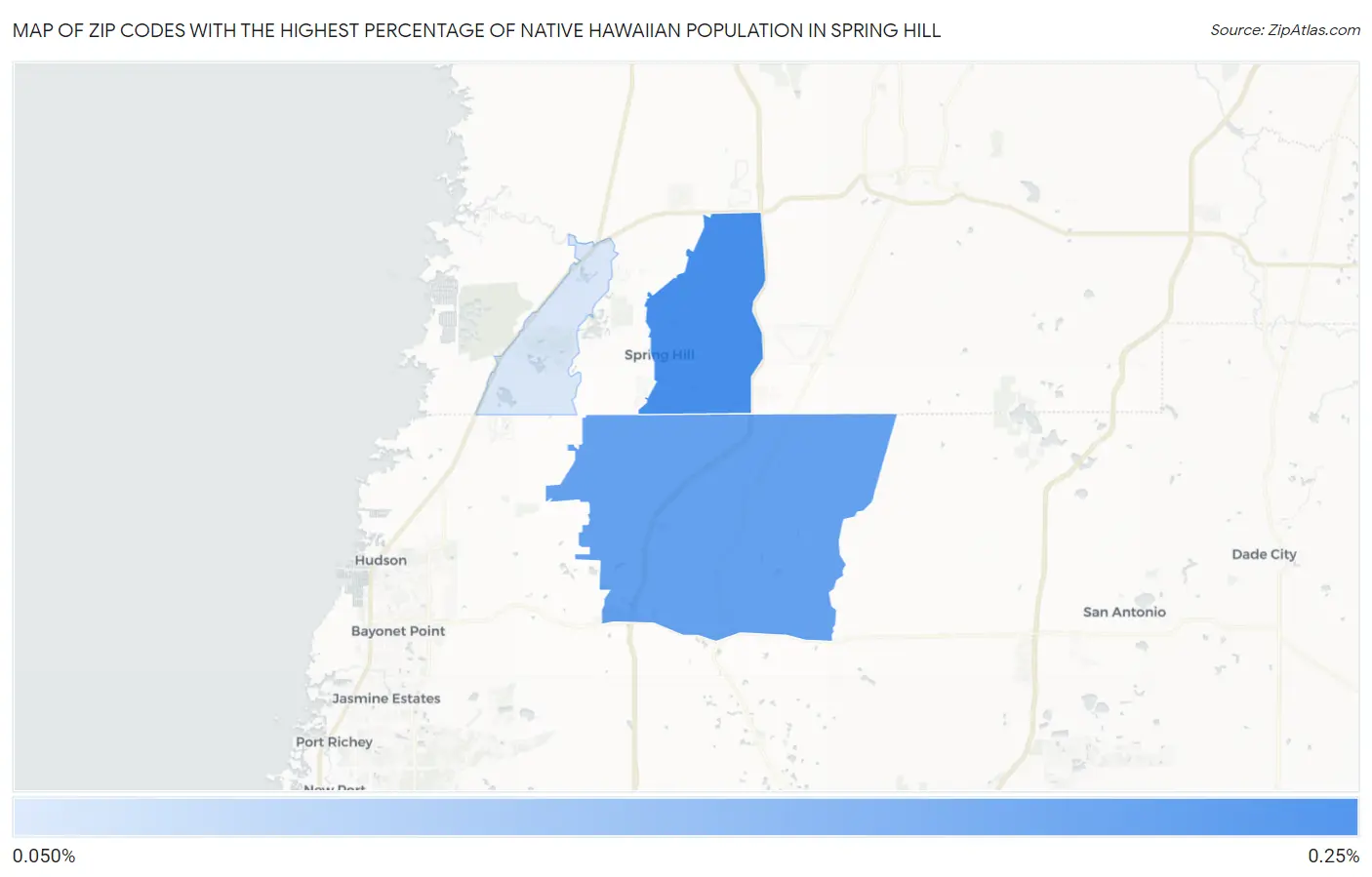 Zip Codes with the Highest Percentage of Native Hawaiian Population in Spring Hill Map