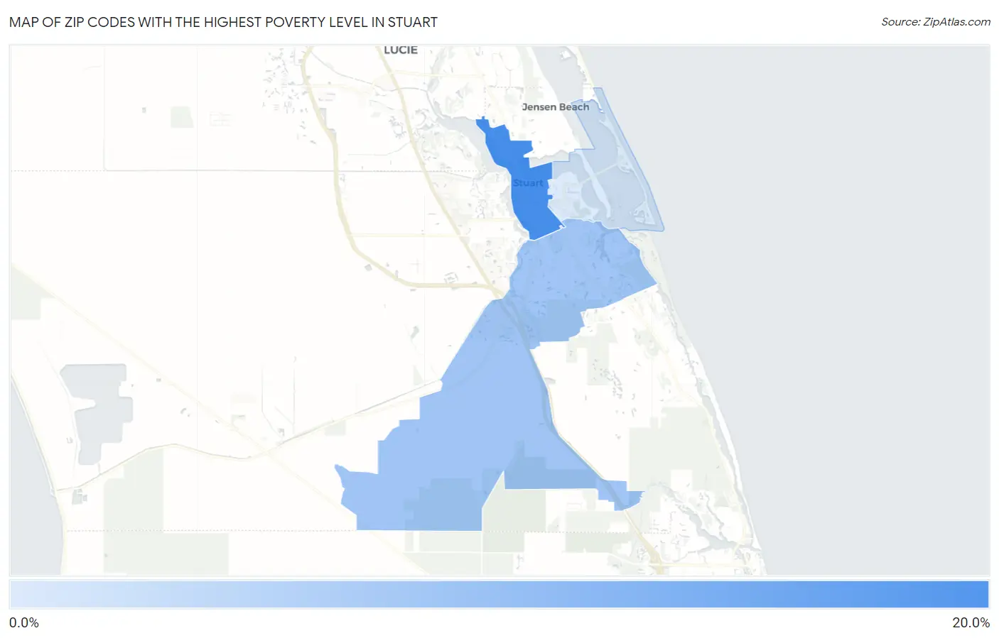 Zip Codes with the Highest Poverty Level in Stuart Map