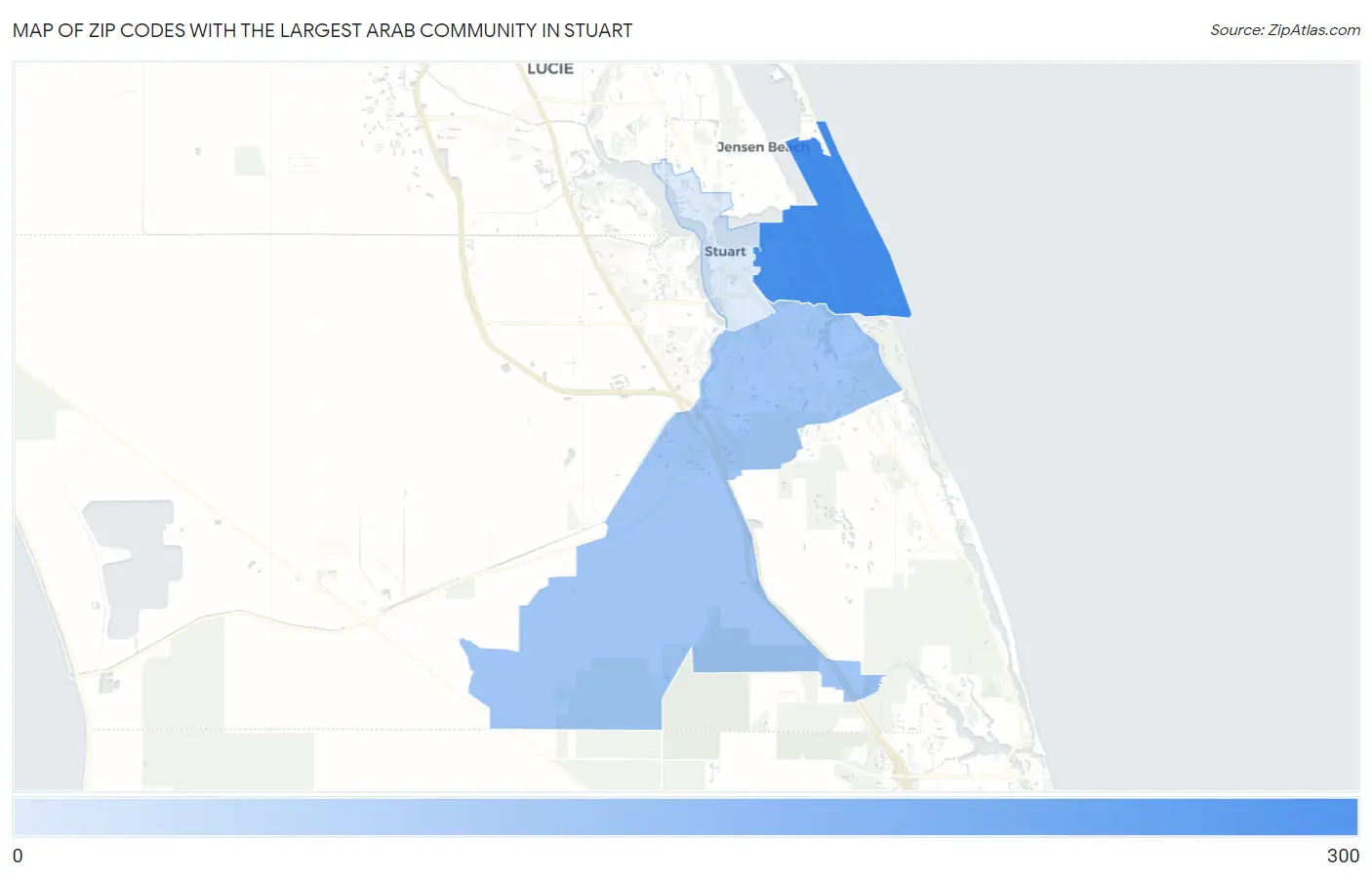 Zip Codes with the Largest Arab Community in Stuart Map