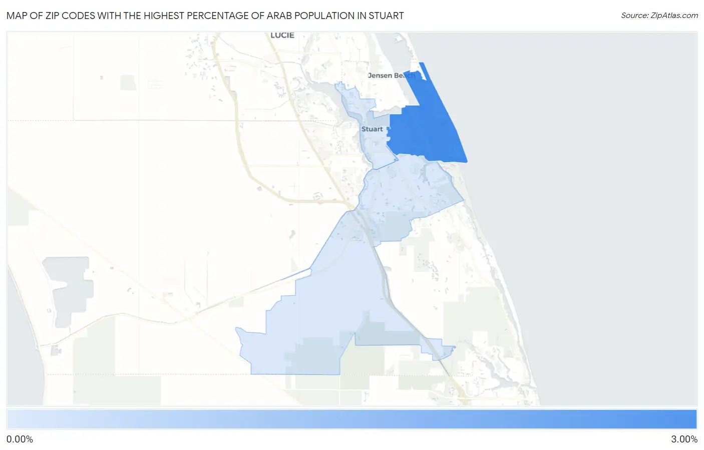 Zip Codes with the Highest Percentage of Arab Population in Stuart Map