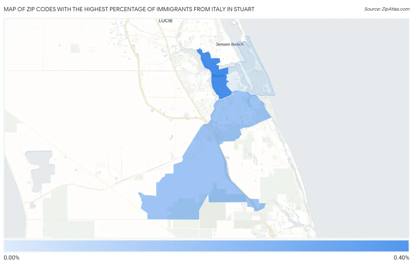 Zip Codes with the Highest Percentage of Immigrants from Italy in Stuart Map