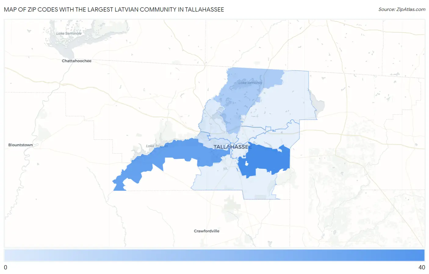 Zip Codes with the Largest Latvian Community in Tallahassee Map