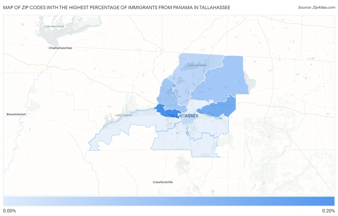 Zip Codes with the Highest Percentage of Immigrants from Panama in Tallahassee Map