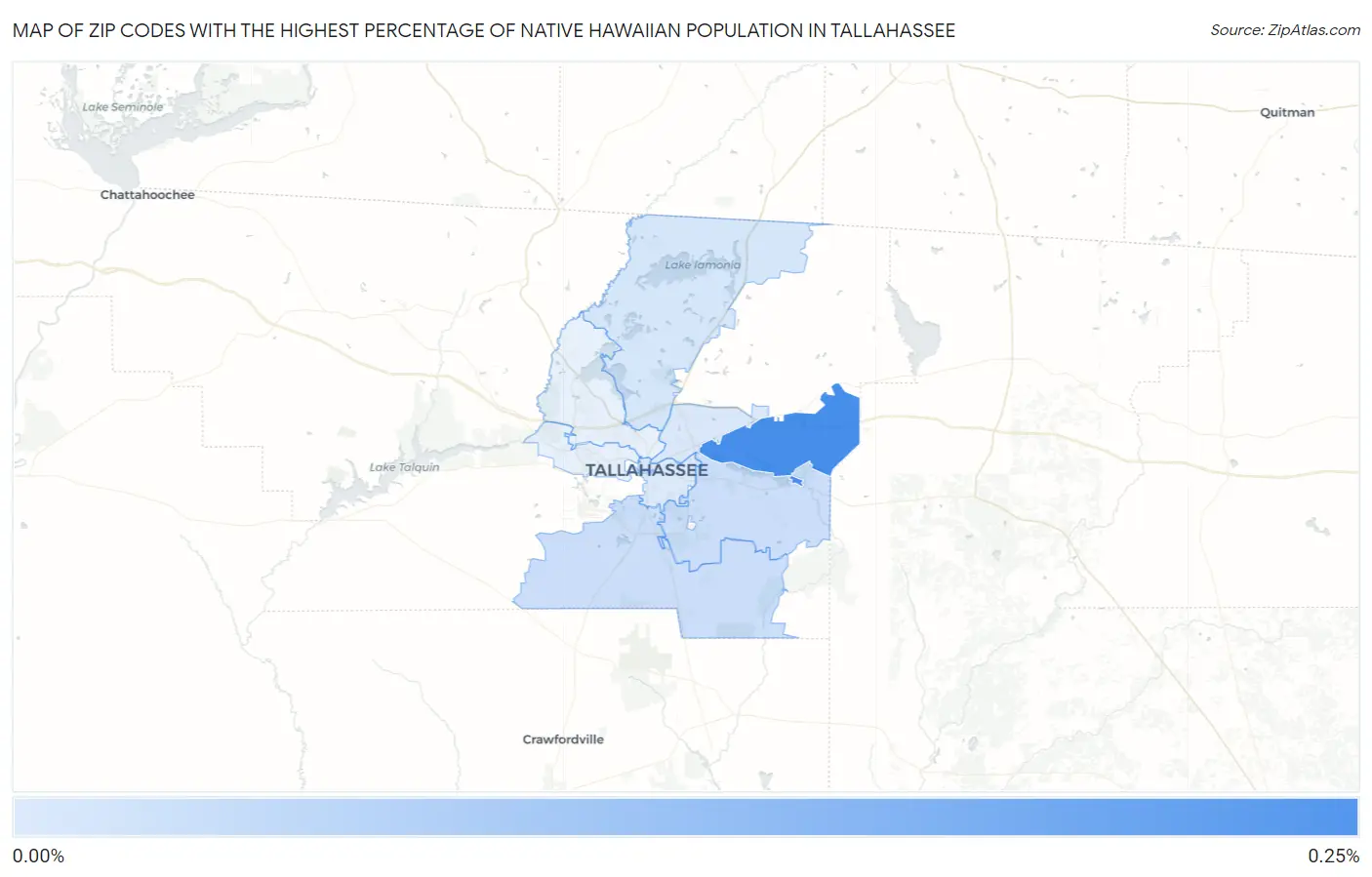 Zip Codes with the Highest Percentage of Native Hawaiian Population in Tallahassee Map