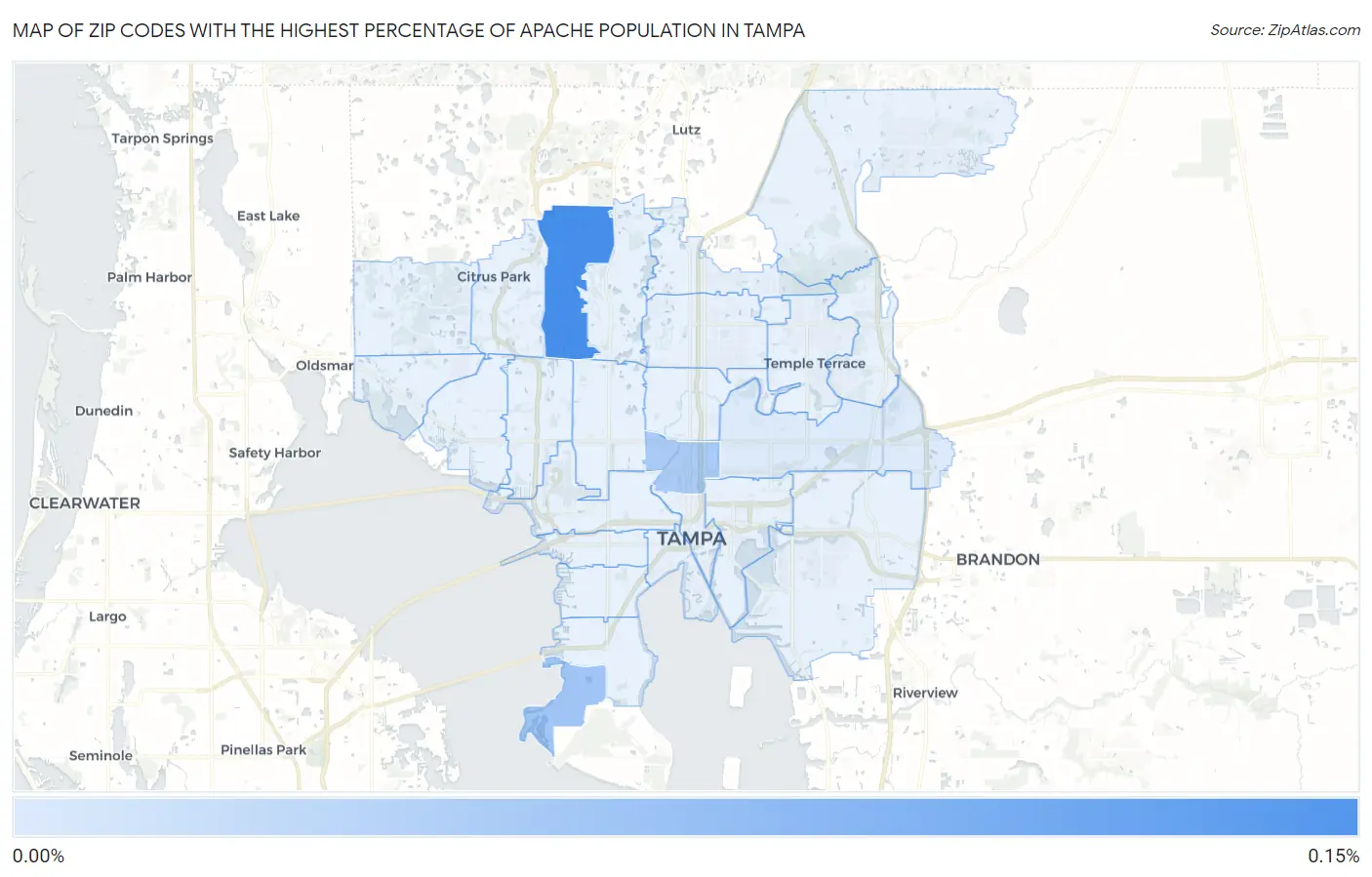 Zip Codes with the Highest Percentage of Apache Population in Tampa Map