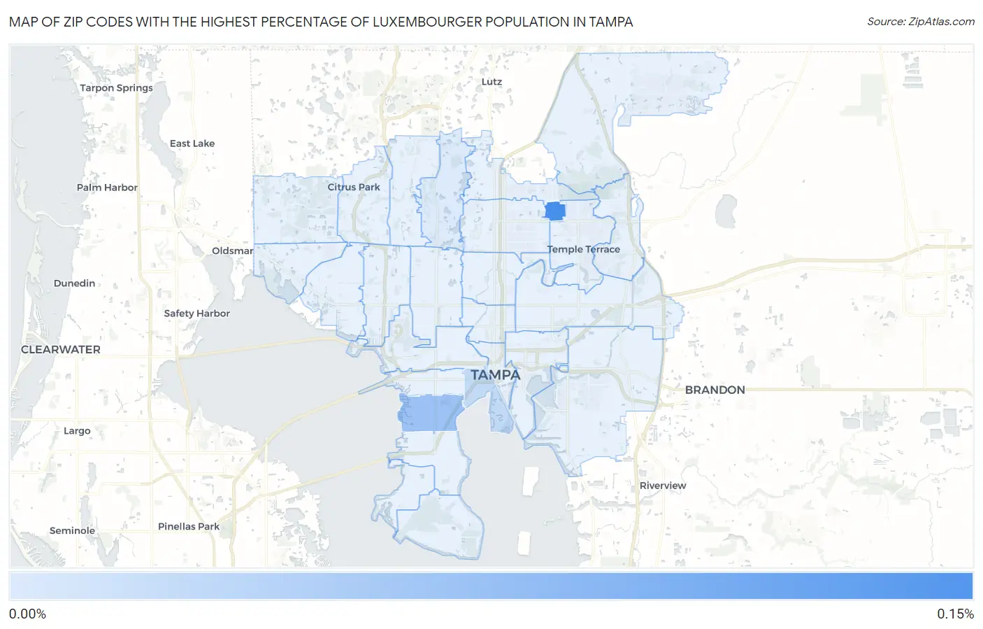 Zip Codes with the Highest Percentage of Luxembourger Population in Tampa Map
