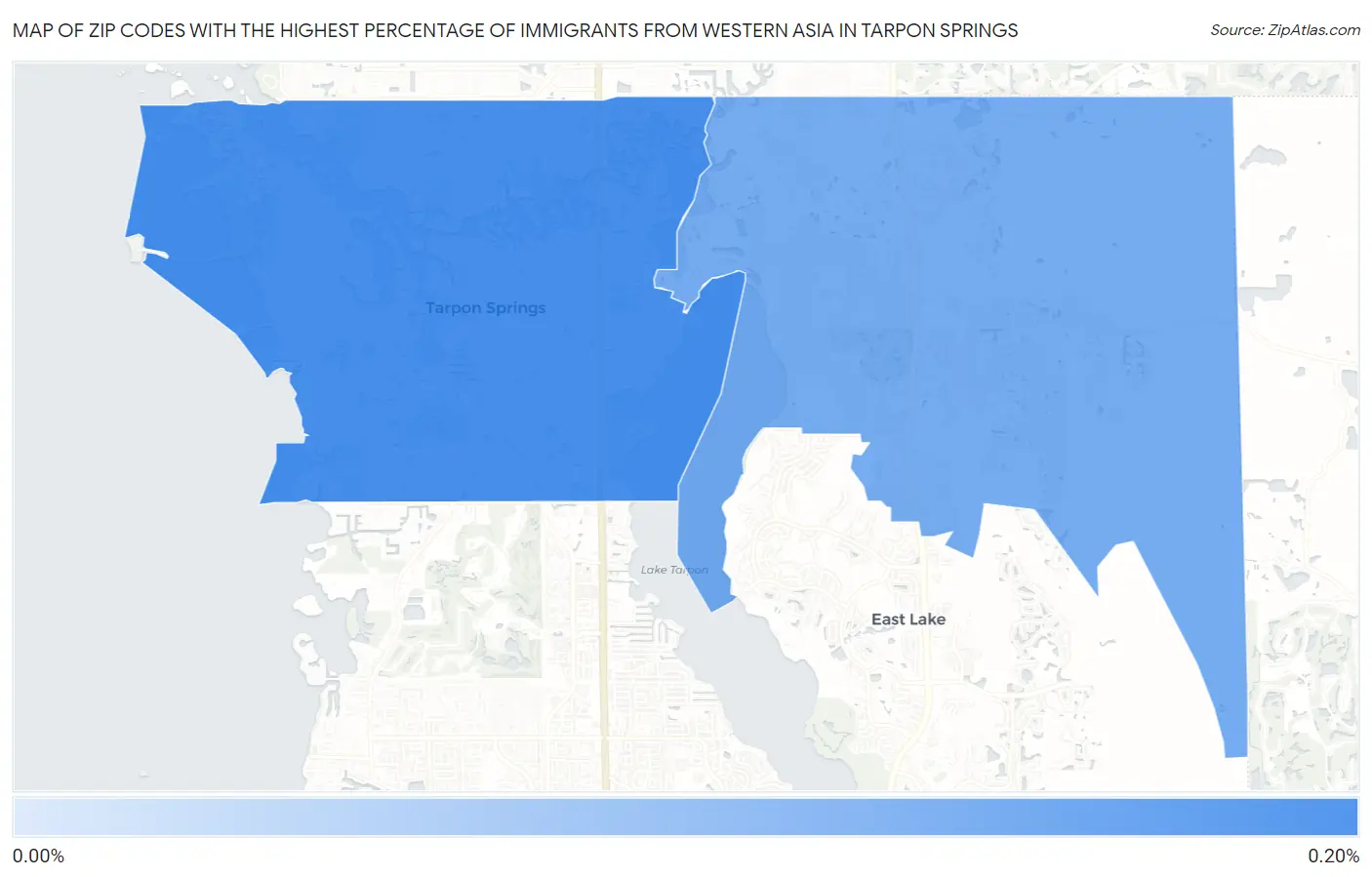 Zip Codes with the Highest Percentage of Immigrants from Western Asia in Tarpon Springs Map
