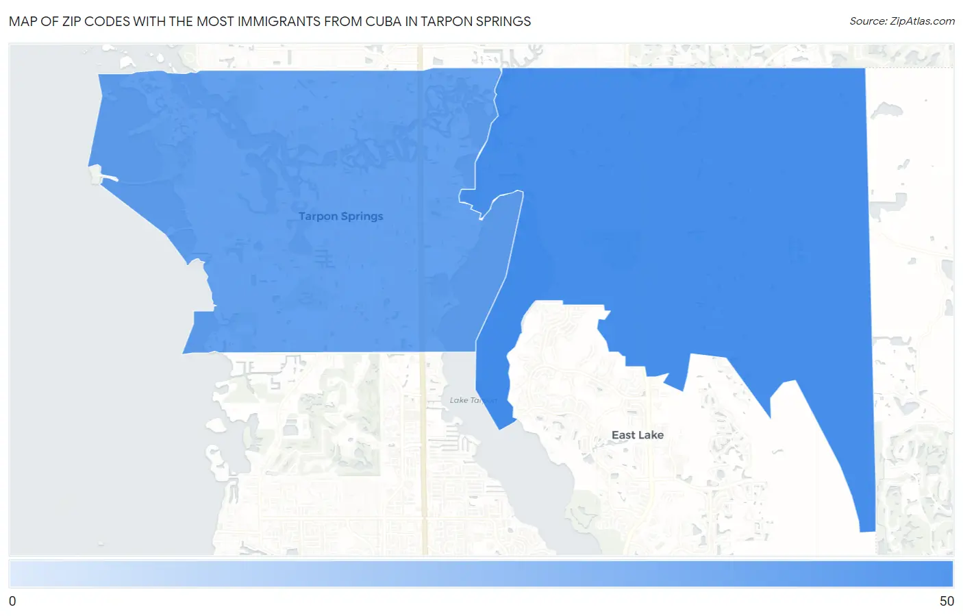 Zip Codes with the Most Immigrants from Cuba in Tarpon Springs Map