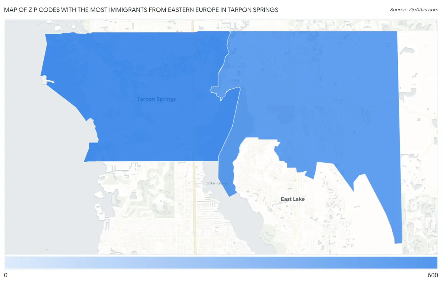 Zip Codes with the Most Immigrants from Eastern Europe in Tarpon Springs Map