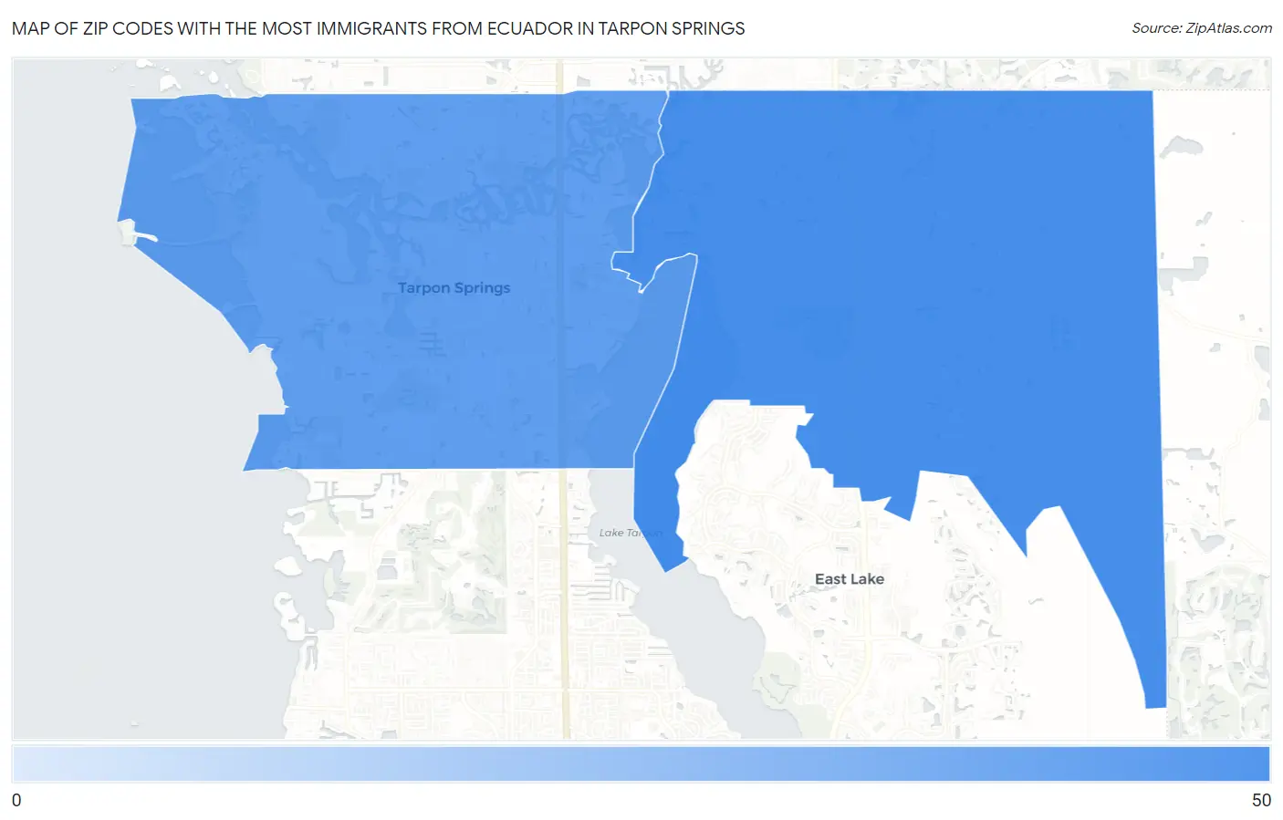Zip Codes with the Most Immigrants from Ecuador in Tarpon Springs Map