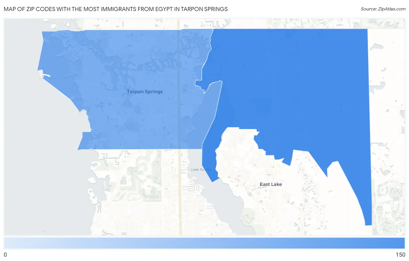 Zip Codes with the Most Immigrants from Egypt in Tarpon Springs Map