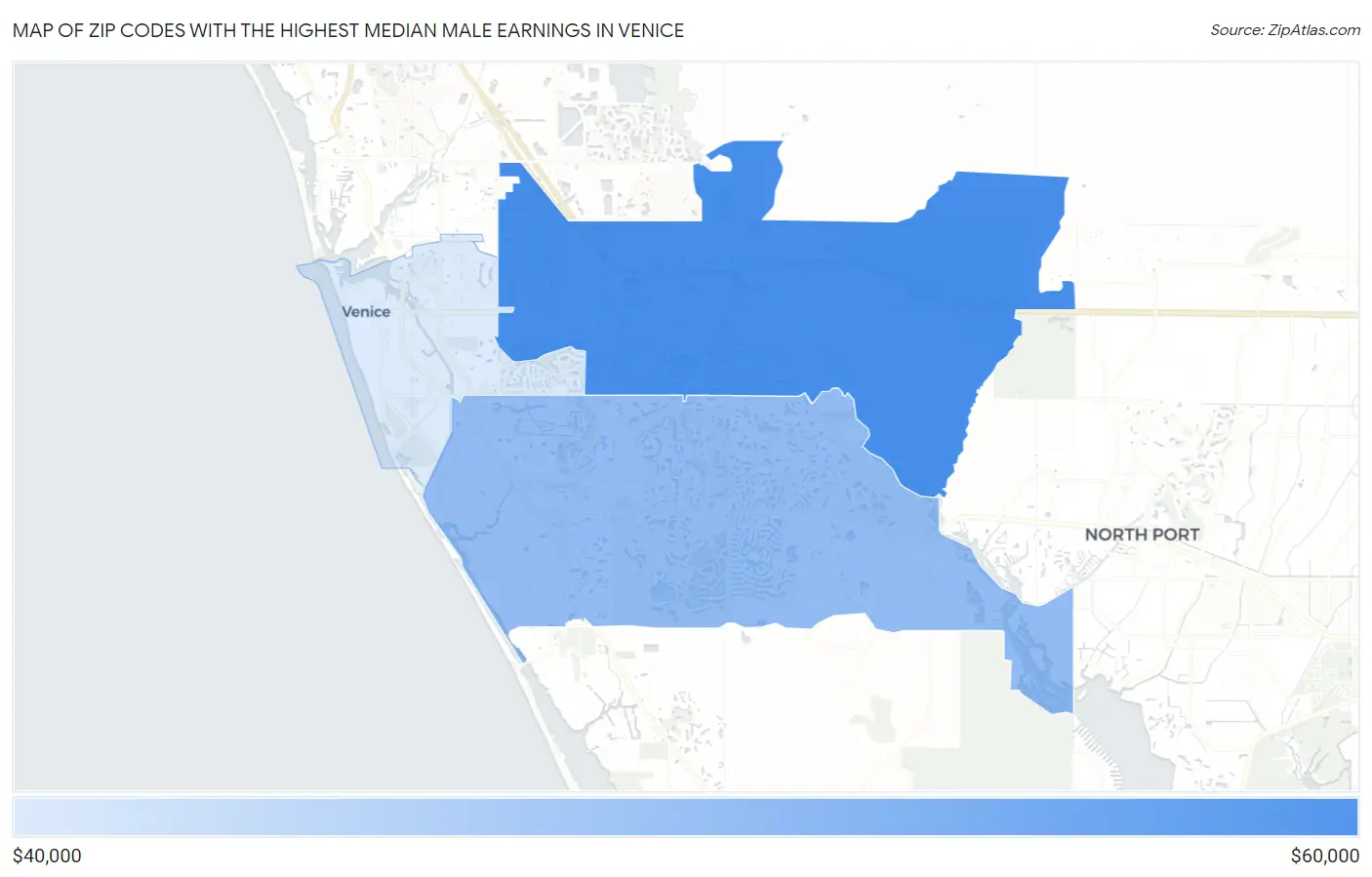Zip Codes with the Highest Median Male Earnings in Venice Map