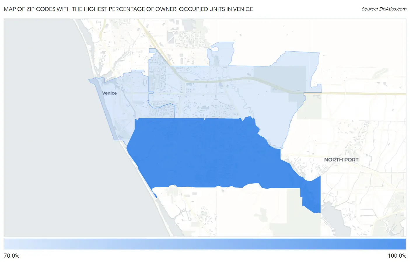 Zip Codes with the Highest Percentage of Owner-Occupied Units in Venice Map