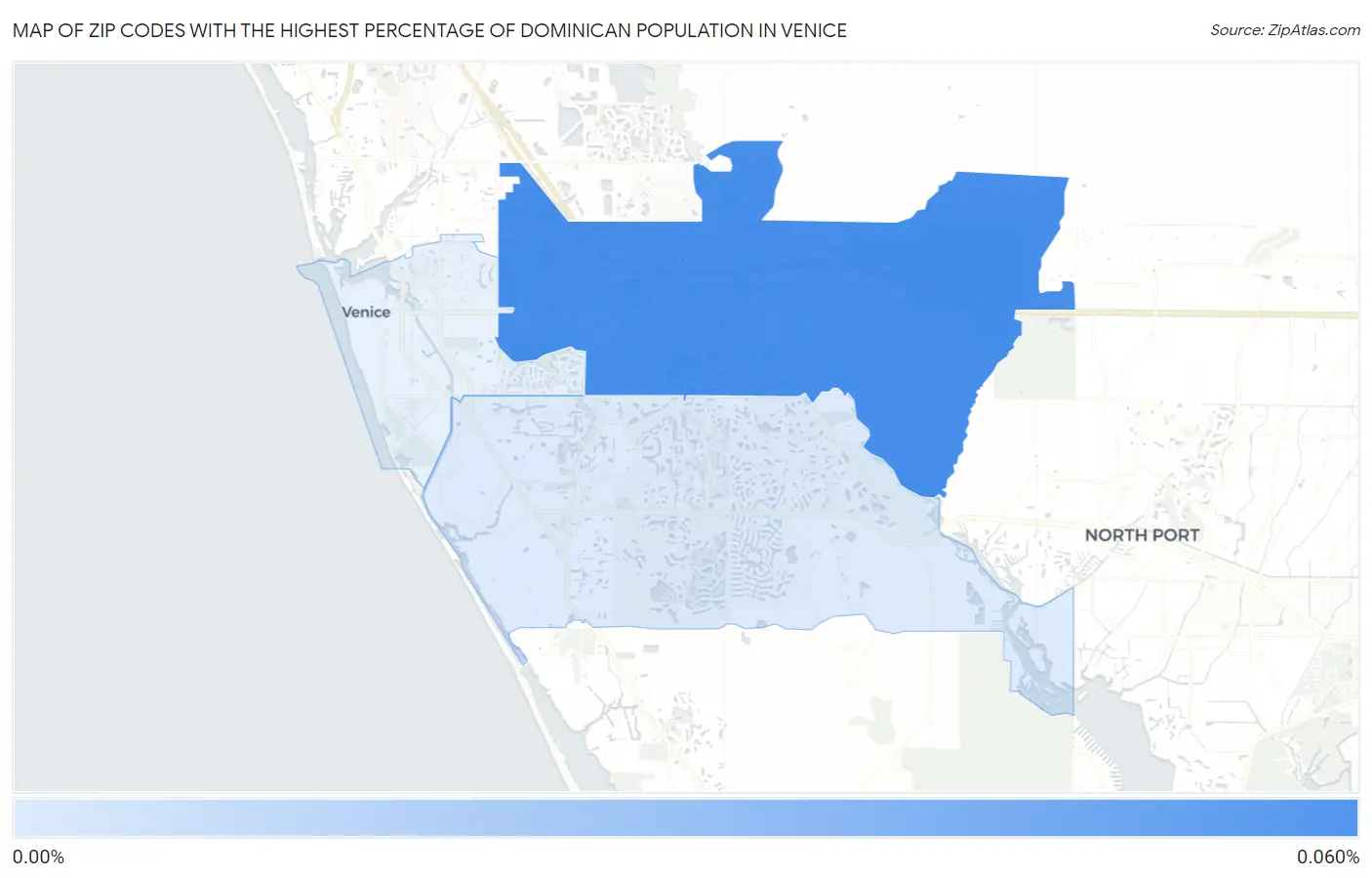 Zip Codes with the Highest Percentage of Dominican Population in Venice Map