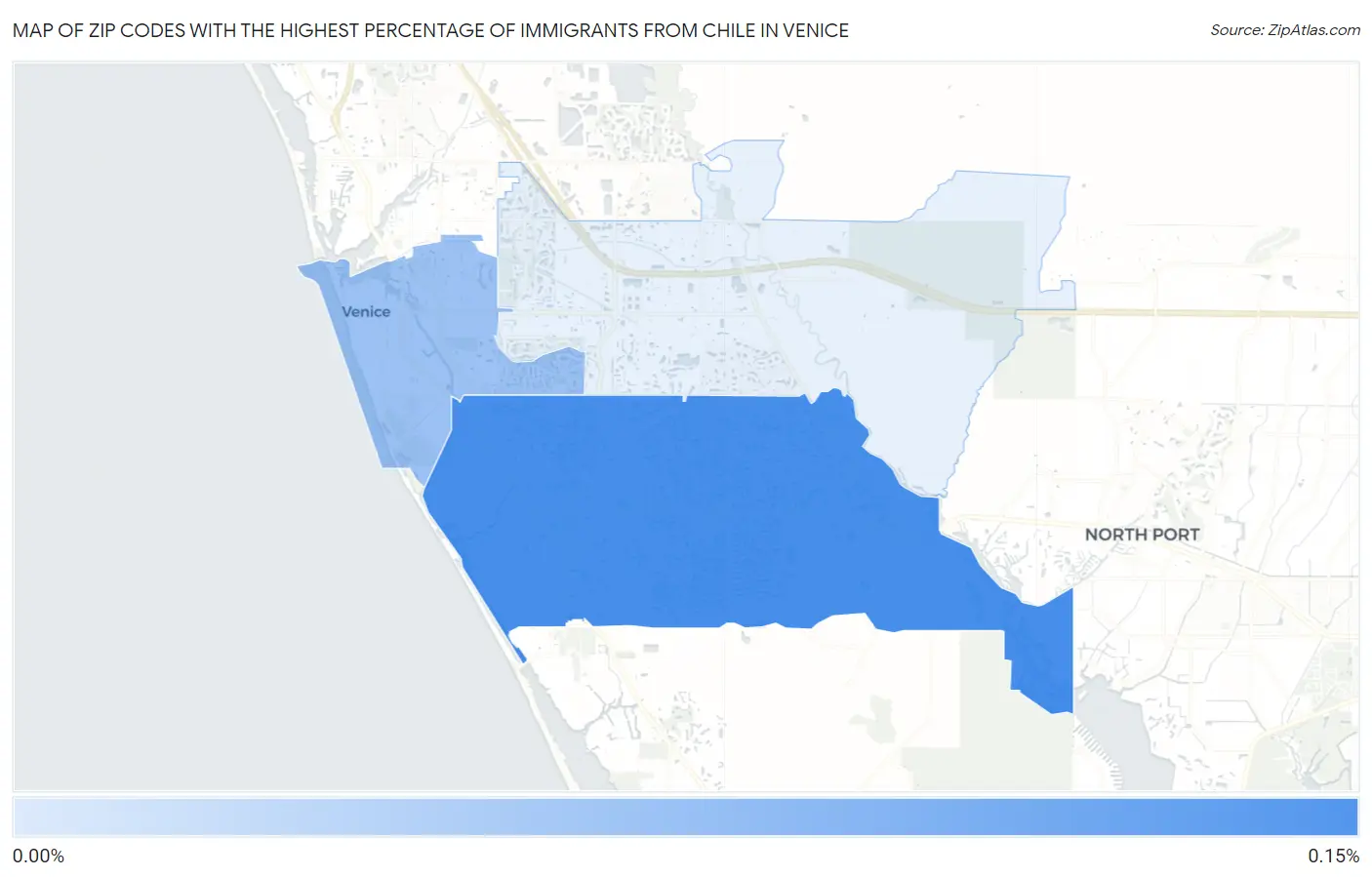 Zip Codes with the Highest Percentage of Immigrants from Chile in Venice Map