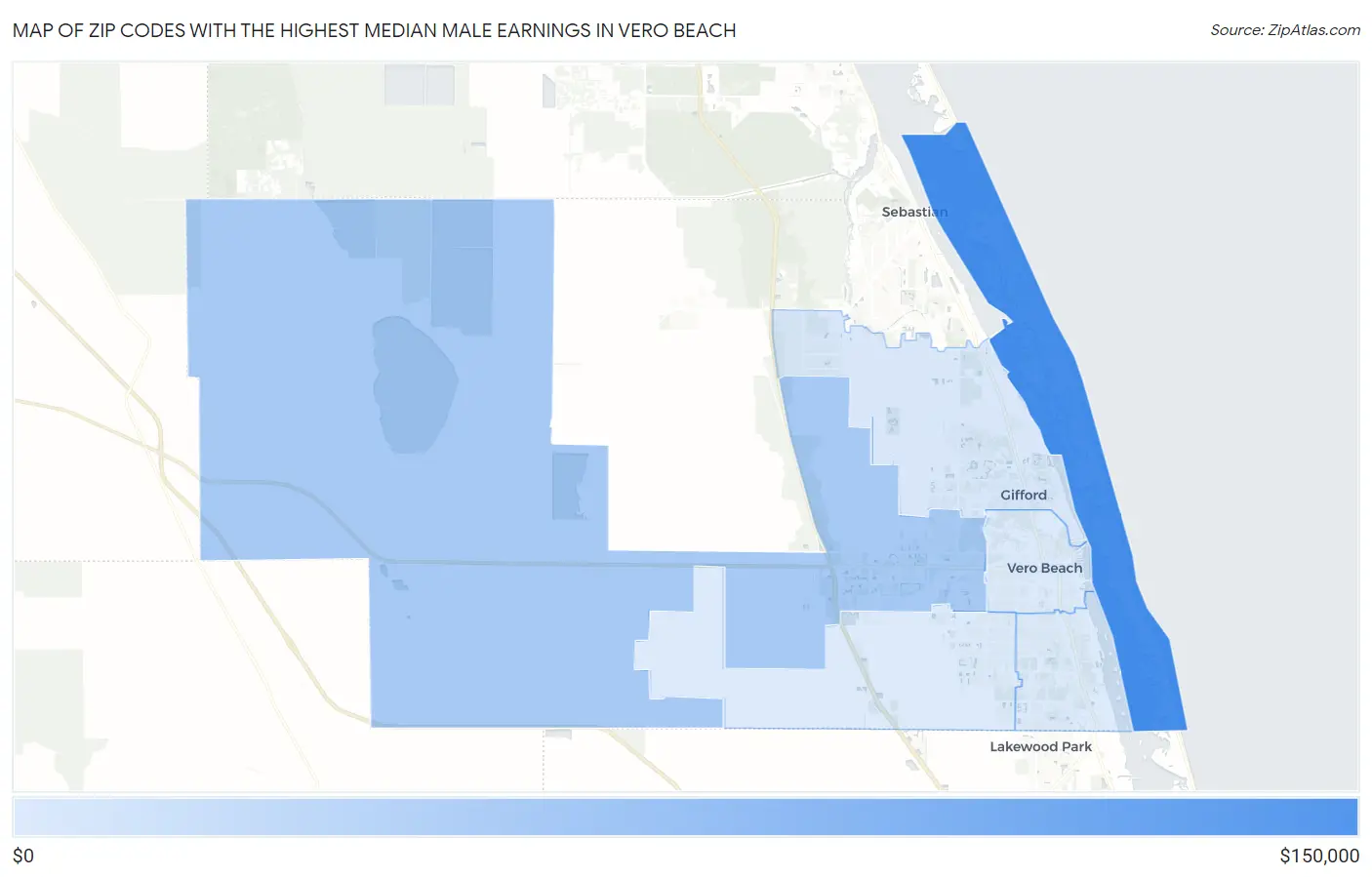 Zip Codes with the Highest Median Male Earnings in Vero Beach Map