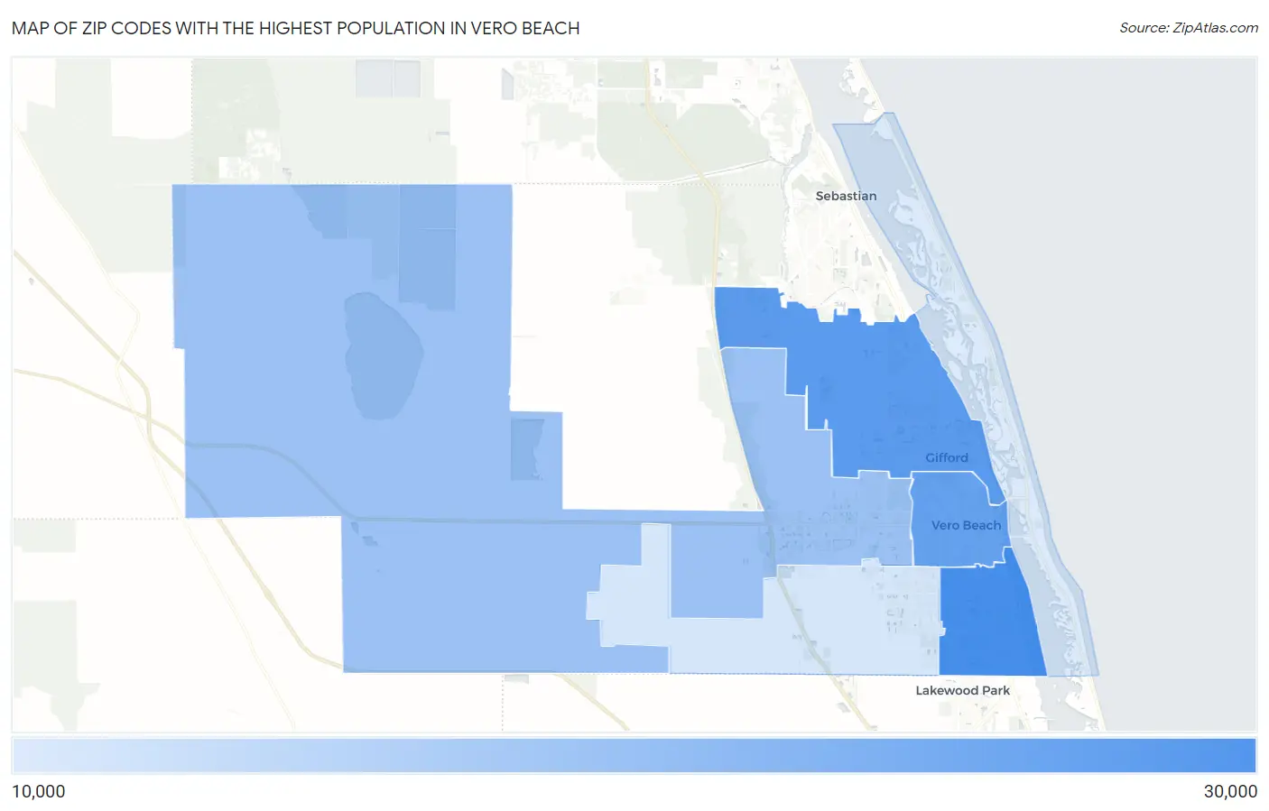 Zip Codes with the Highest Population in Vero Beach Map