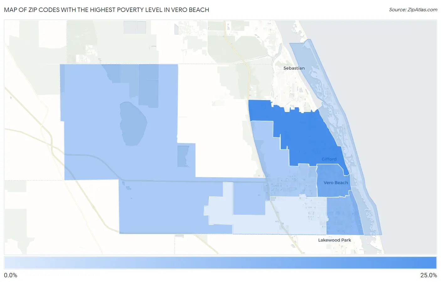 Zip Codes with the Highest Poverty Level in Vero Beach Map