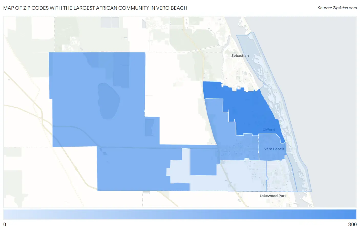 Zip Codes with the Largest African Community in Vero Beach Map