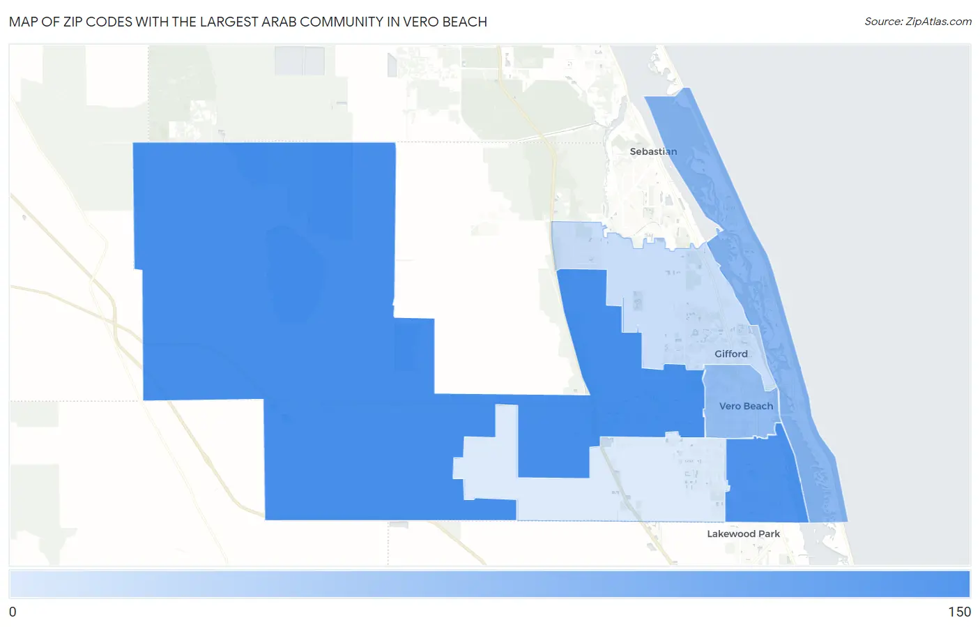 Zip Codes with the Largest Arab Community in Vero Beach Map