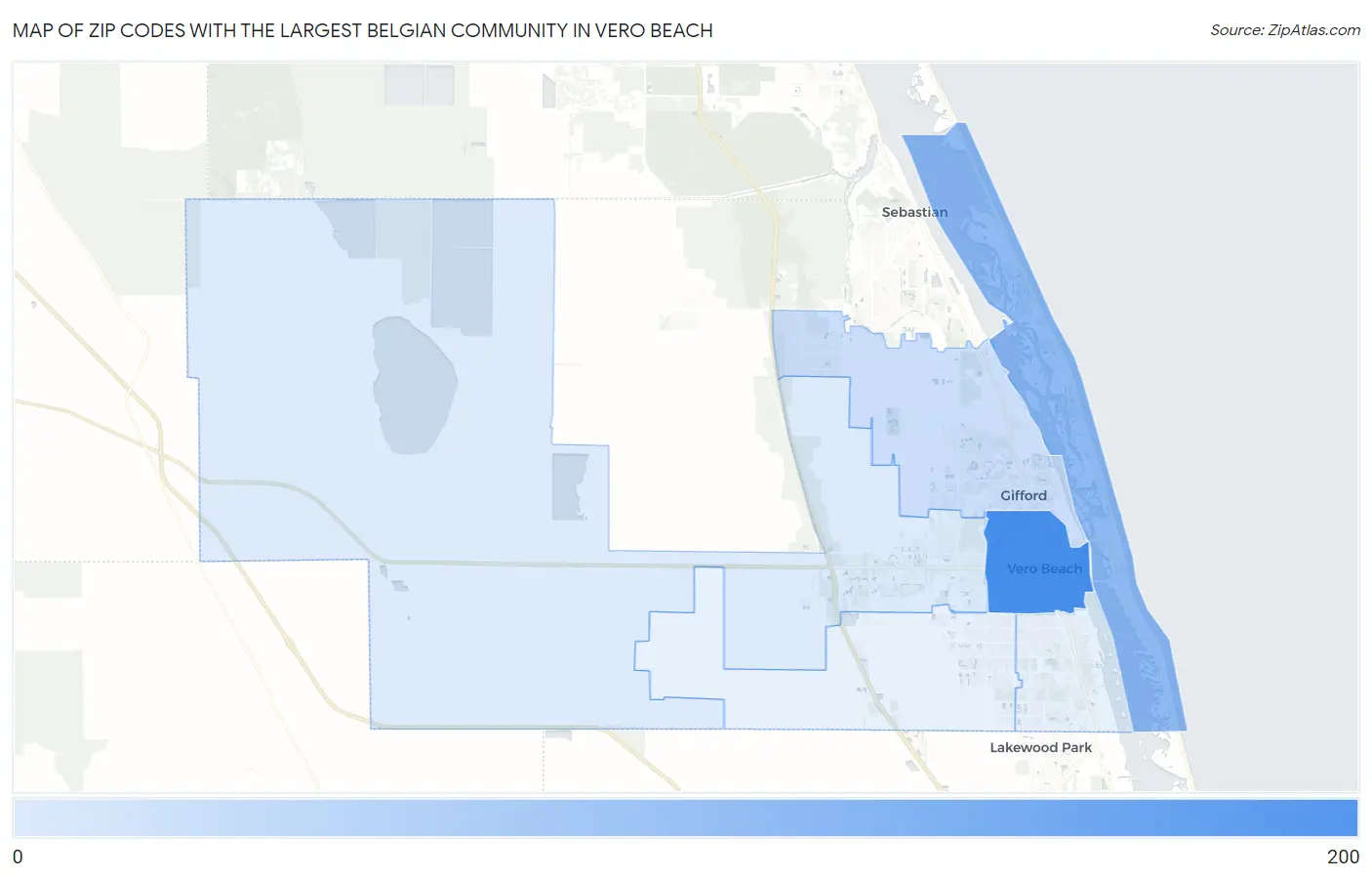 Zip Codes with the Largest Belgian Community in Vero Beach Map