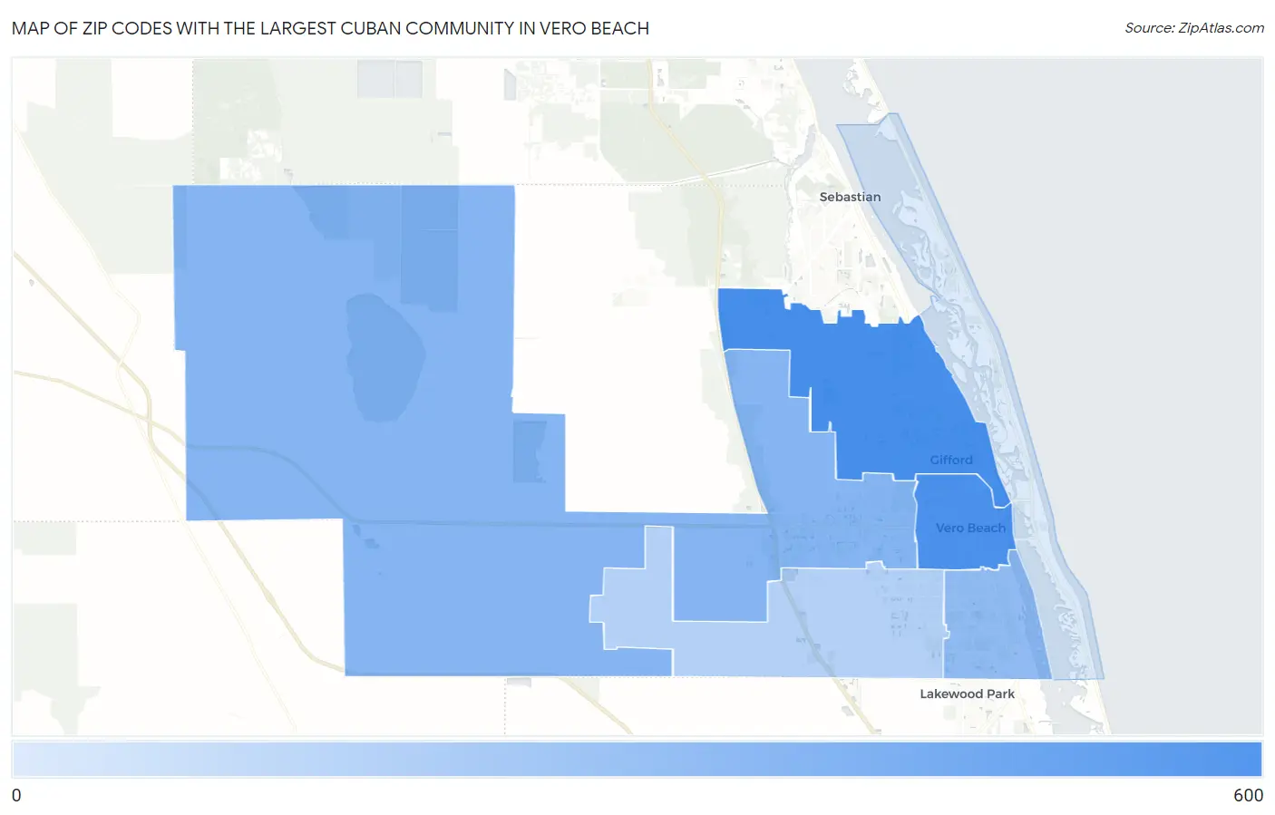 Zip Codes with the Largest Cuban Community in Vero Beach Map