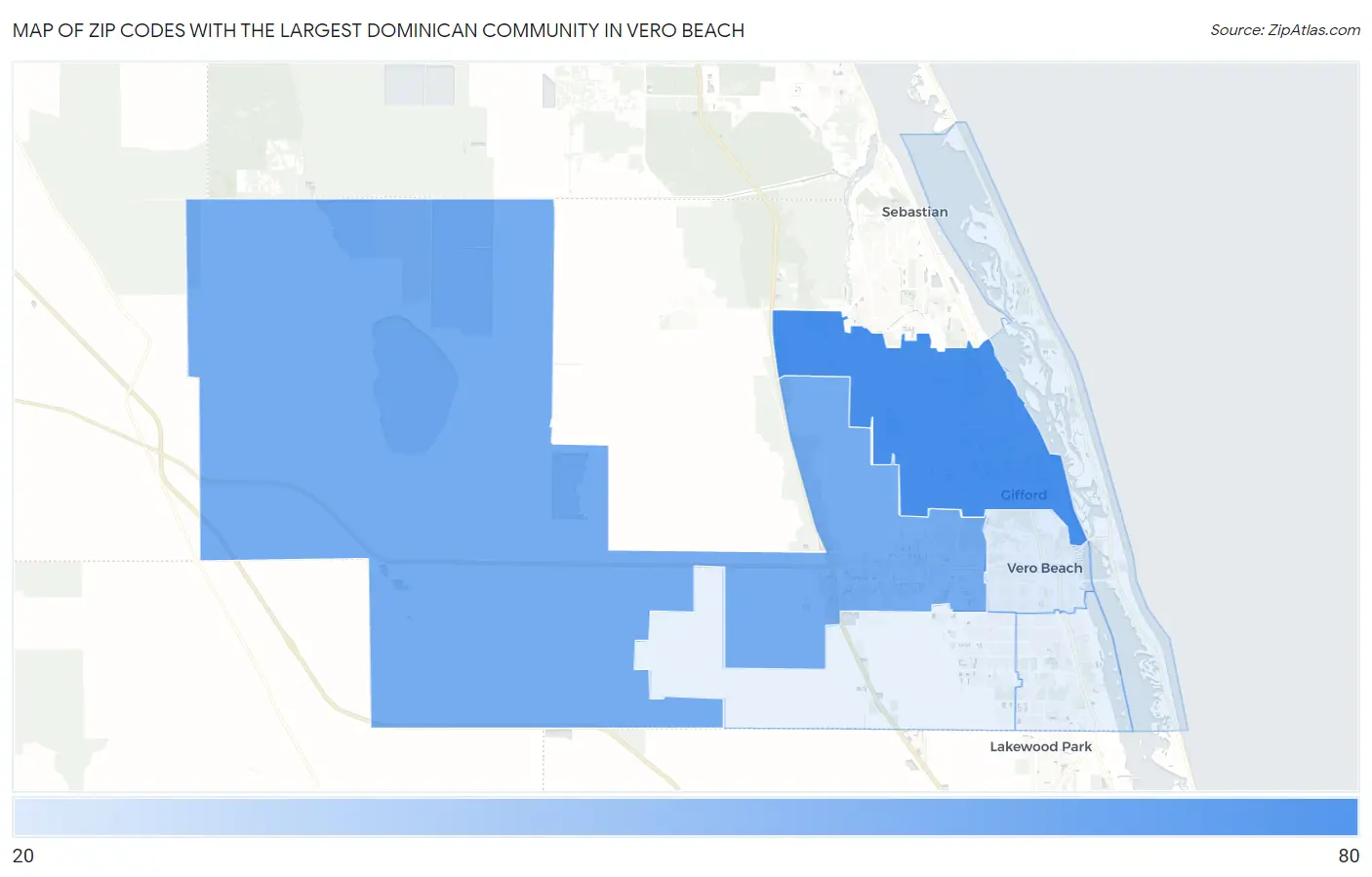 Zip Codes with the Largest Dominican Community in Vero Beach Map